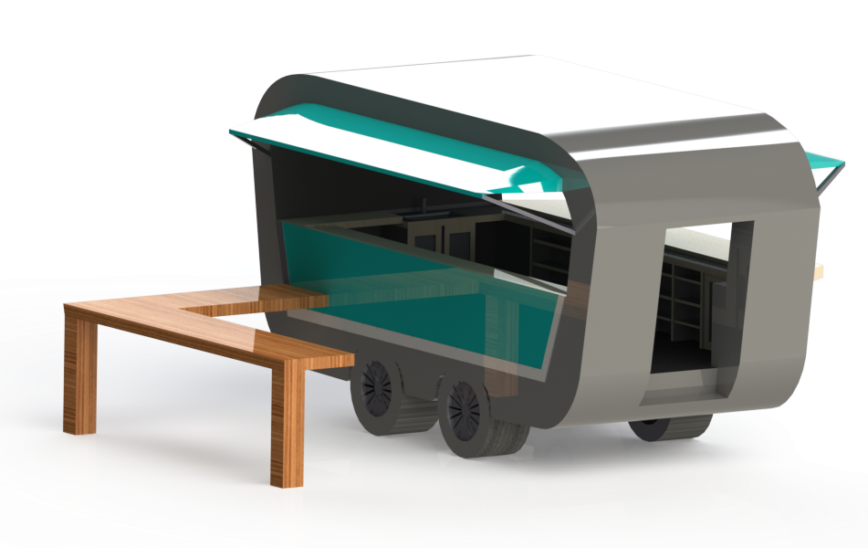 Covid - 19 Coffee Caravan - Isometric View Render