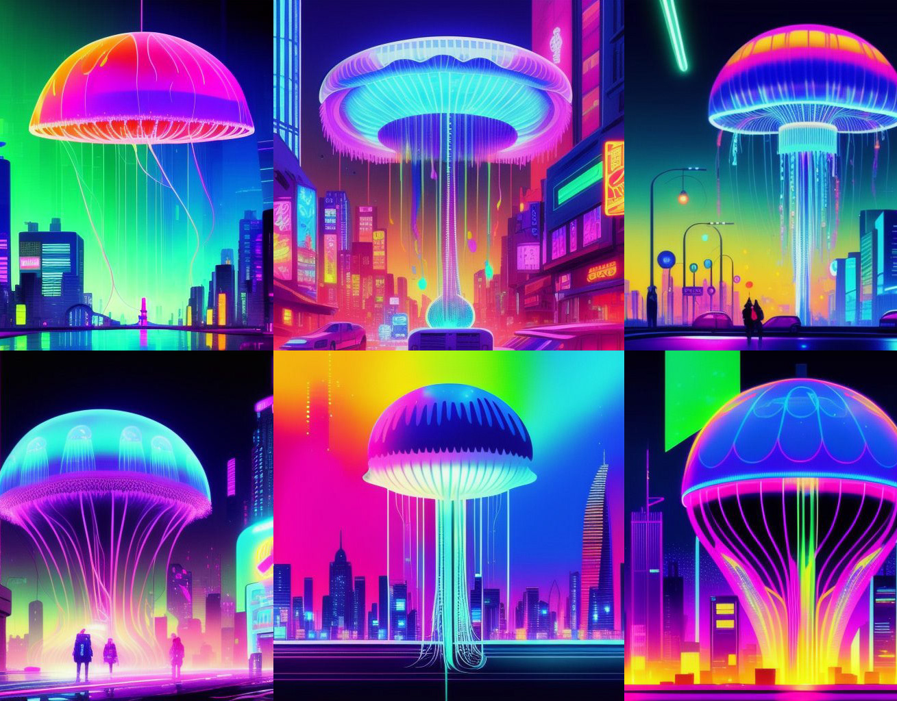 Будущее ии для генерации изображений. Неоновые медузы. Нейросети для дизайнера графического. ИИ Генератор иллюстрация. Биоформы города будущего.