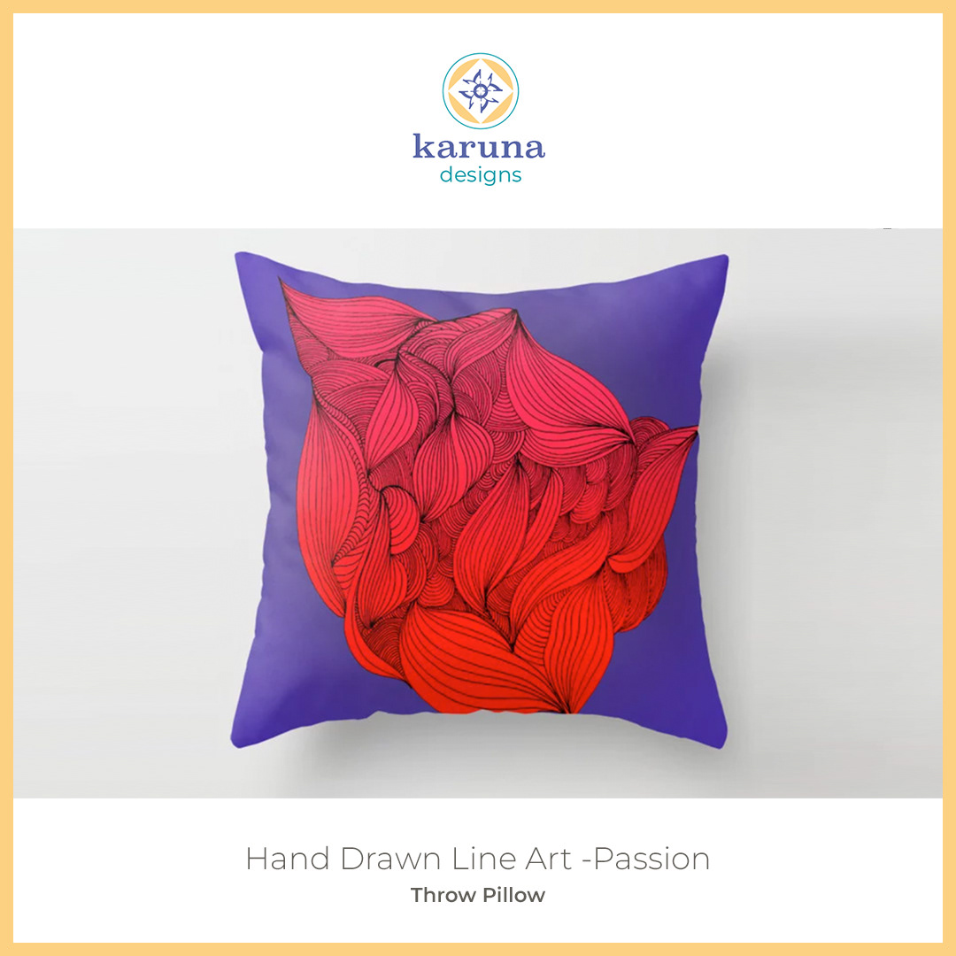 Hand Drawn Line Art-Passion Throw Pillow