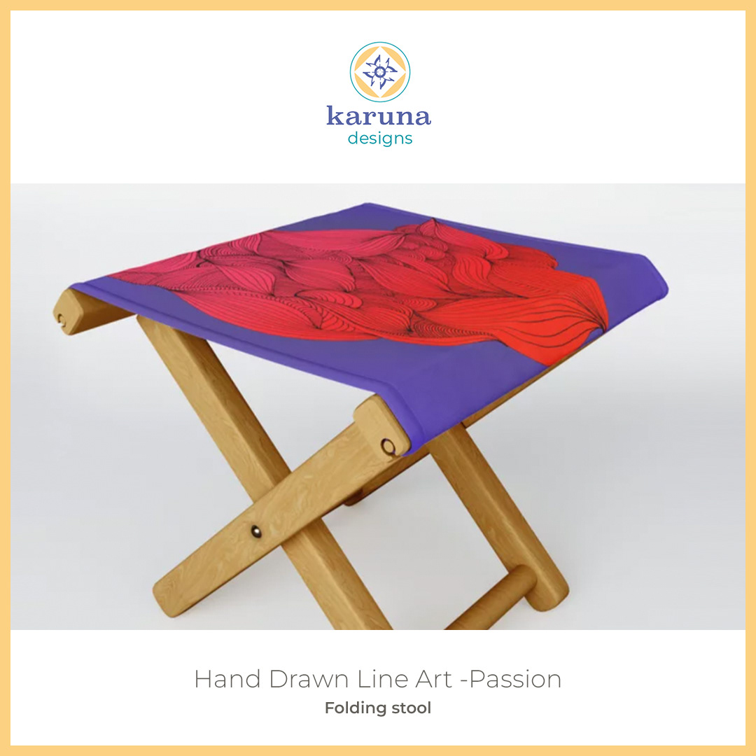 Hand Drawn Line Art-Passion Folding Stool