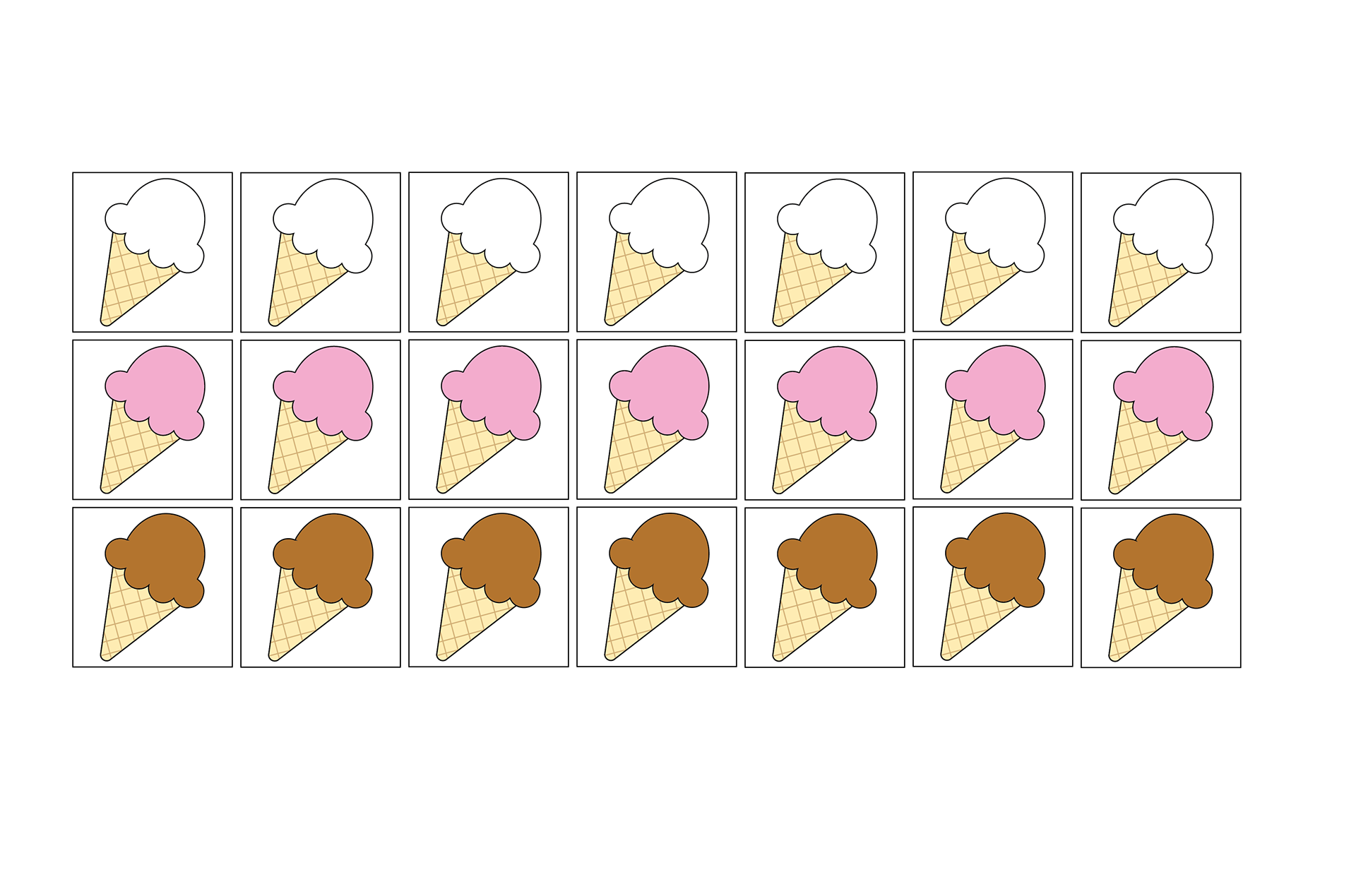 The ice cream flavors