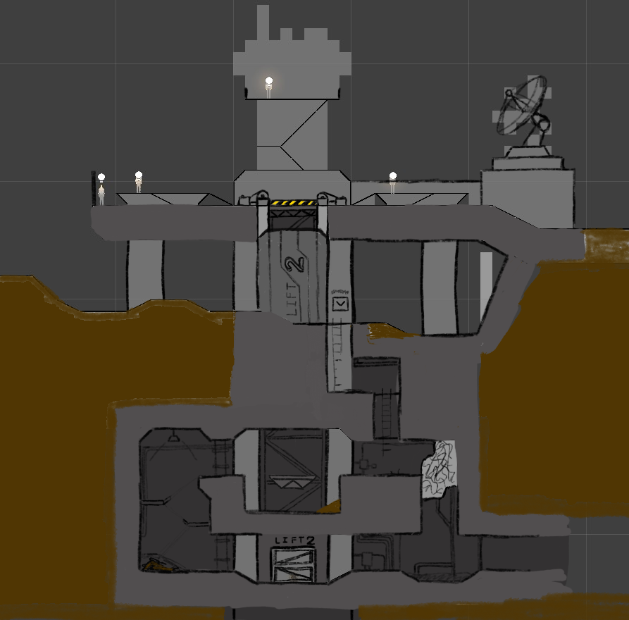 My paintover for the opening area of the game, for use by the artist as reference when doing the final art