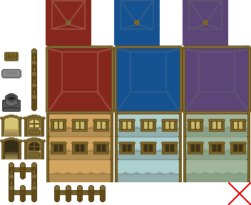 Modular building tilesets, so I could quickly prototype buildings