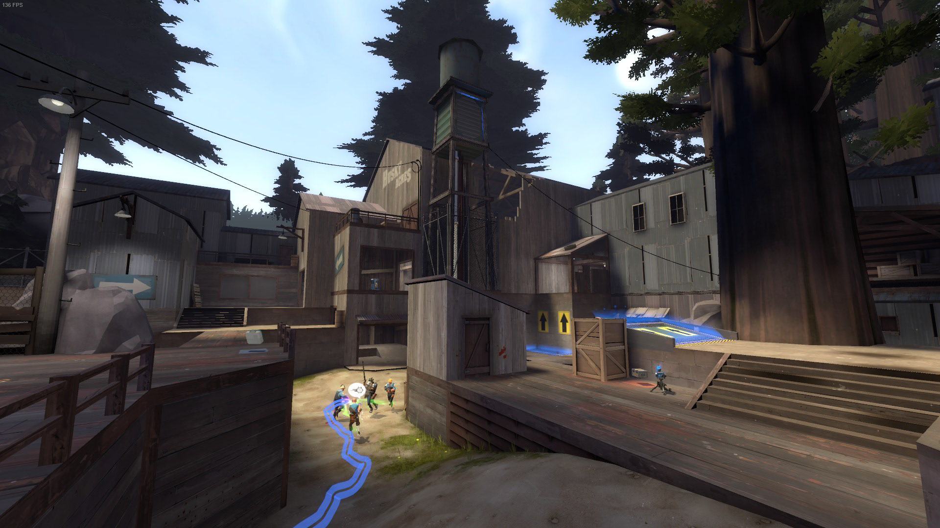 Players fighting in Blue Team's base