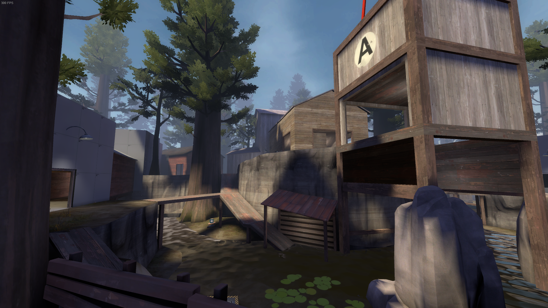 A view of the area around Point A, including the trapdoor