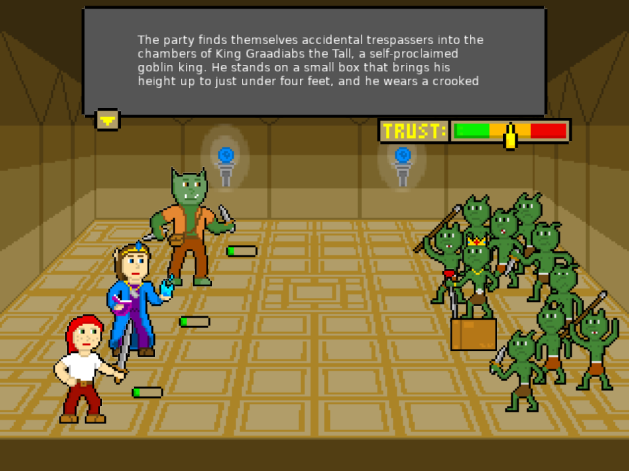 The first battle in the tutorial