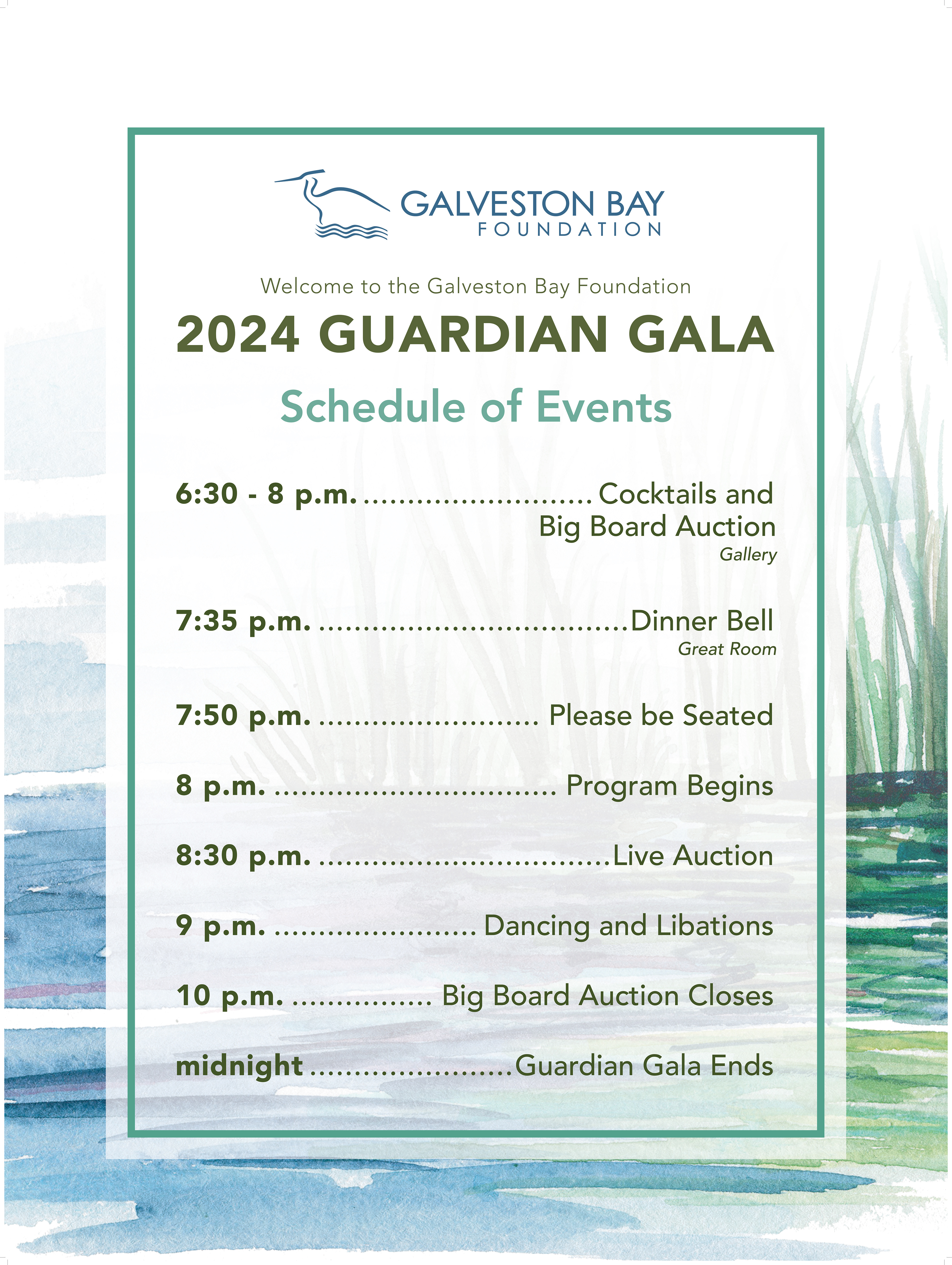 Schedule of Events Sign