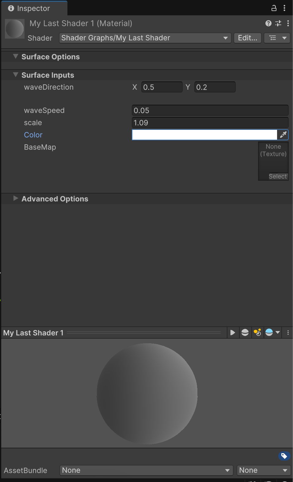 Material from shader's Inspector