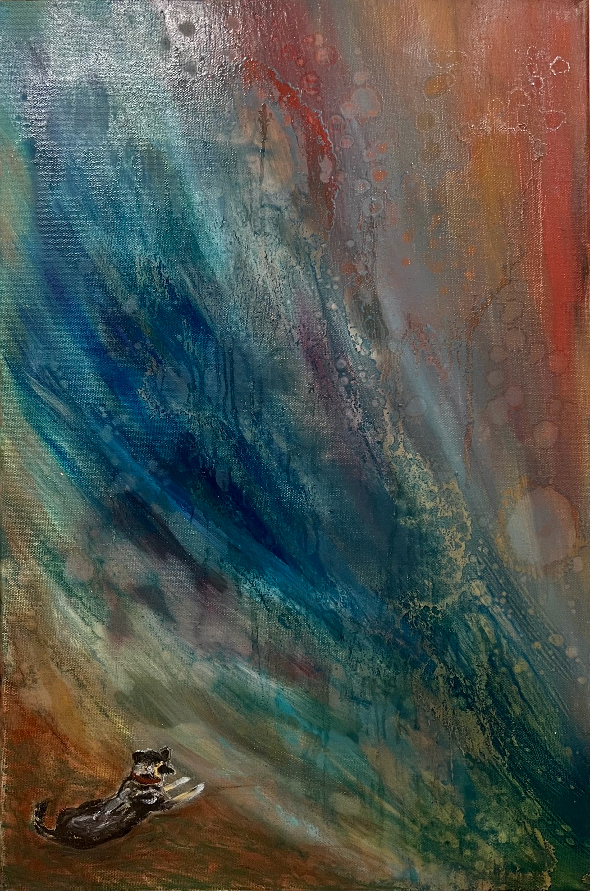 "The Dog", 16"x24", oil, oil pastel and mineral spirits on canvas