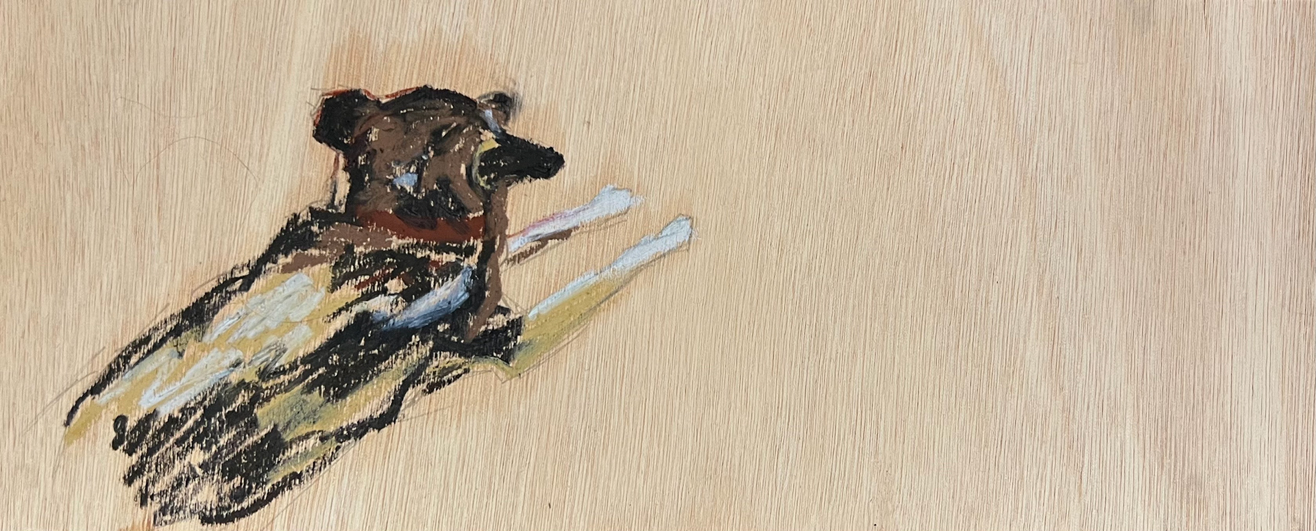 "Untitled", 4.5"x8", oil pastel on wood