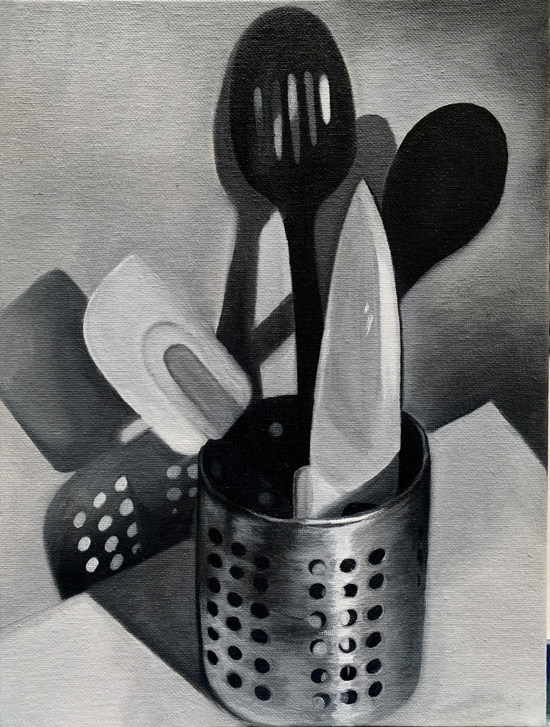 "Kitchen Utensils", 12"x14", oil on canvas