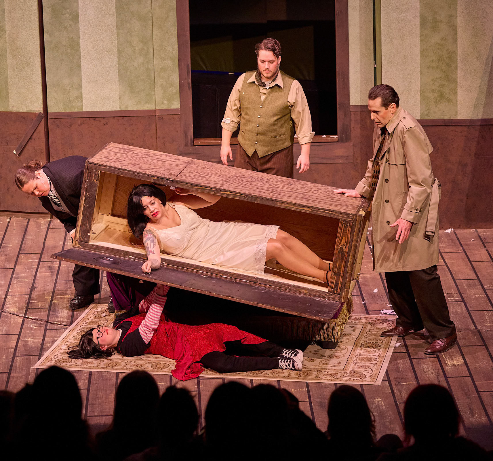 Sheboygan Theatre Company THE PLAY THAT GOES WRONG By: Henry Lewis, Johnathan Sayer & Henry Shields Photographers: Michael Huibregtse & Scott Seifert Full Production Credit: rehearsalreport.com  Director: Ryan Schabach  