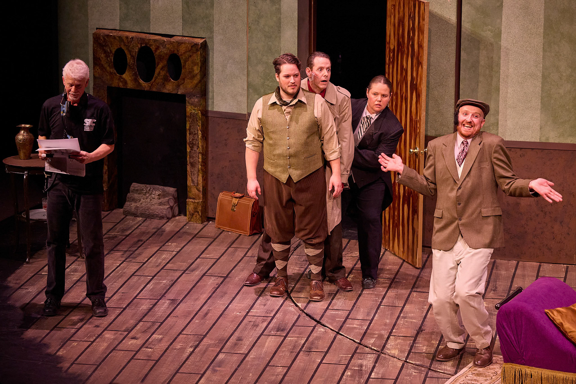 Sheboygan Theatre Company THE PLAY THAT GOES WRONG By: Henry Lewis, Johnathan Sayer & Henry Shields Photographers: Michael Huibregtse & Scott Seifert Full Production Credit: rehearsalreport.com  Director: Ryan Schabach  