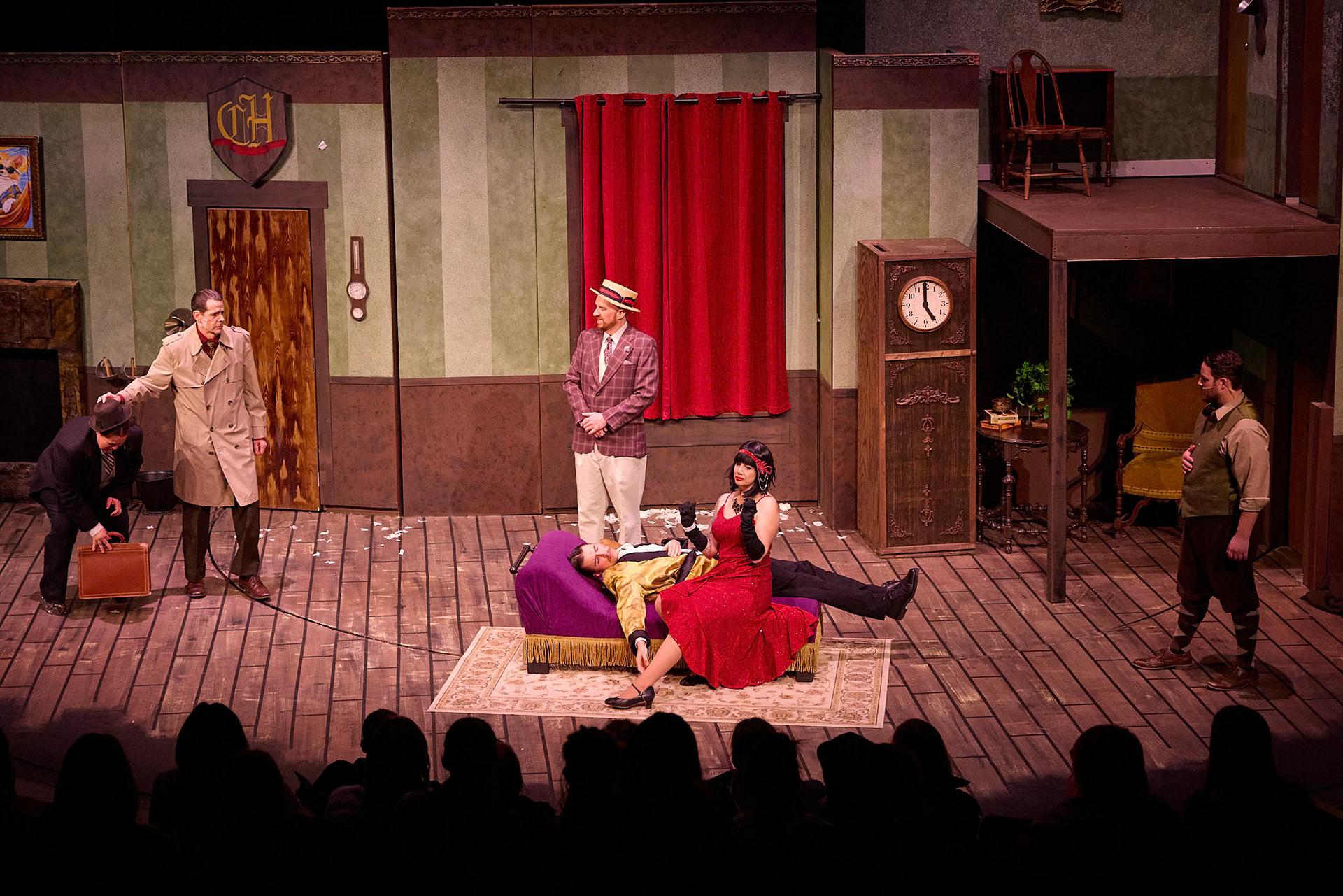 Sheboygan Theatre Company THE PLAY THAT GOES WRONG By: Henry Lewis, Johnathan Sayer & Henry Shields Photographers: Michael Huibregtse & Scott Seifert Full Production Credit: rehearsalreport.com  Director: Ryan Schabach  