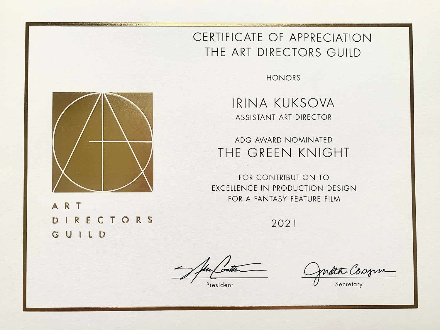 Lost the Award to 'Dune', but gained the Nominee Cert