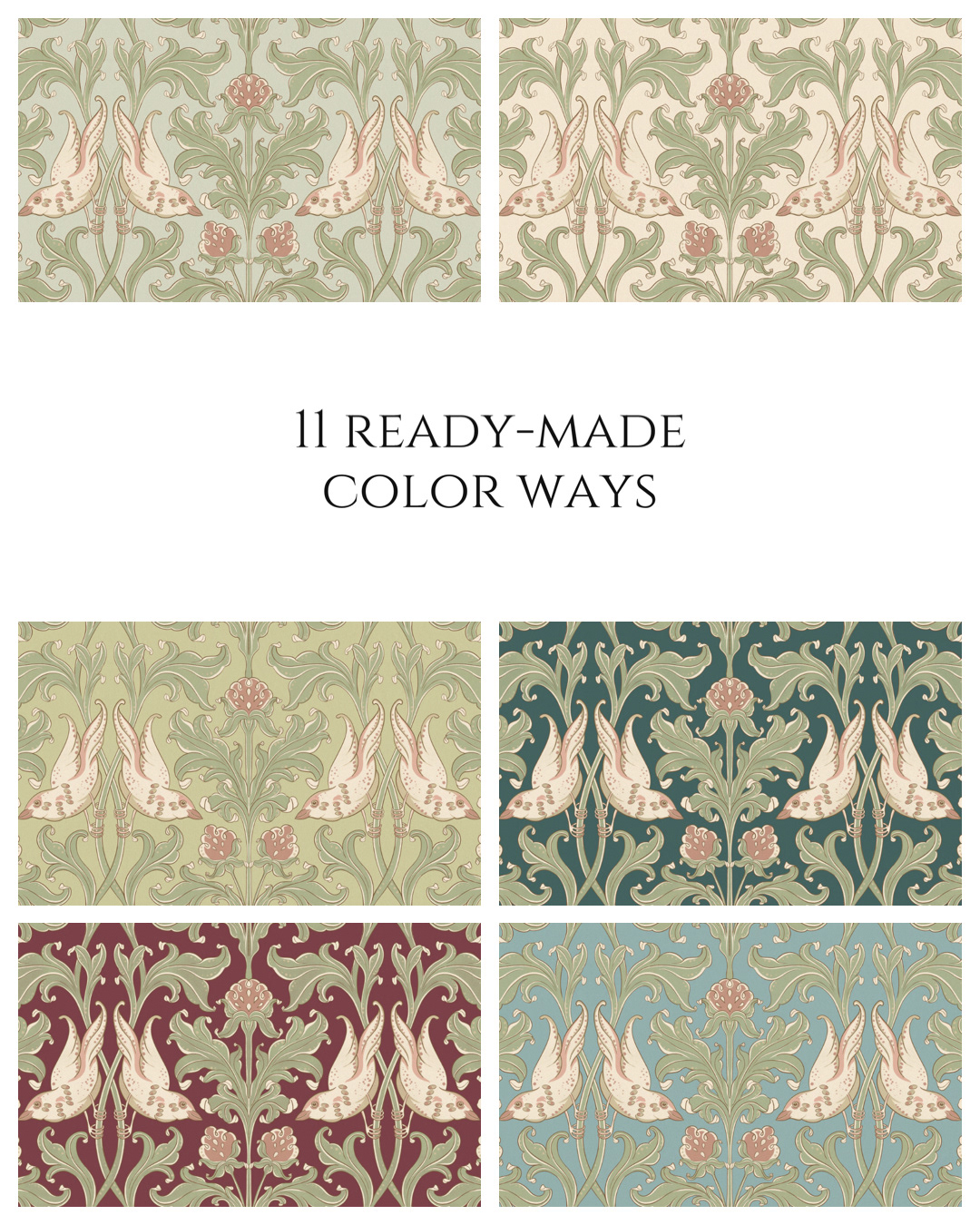 Birds and berries Seamless pattern