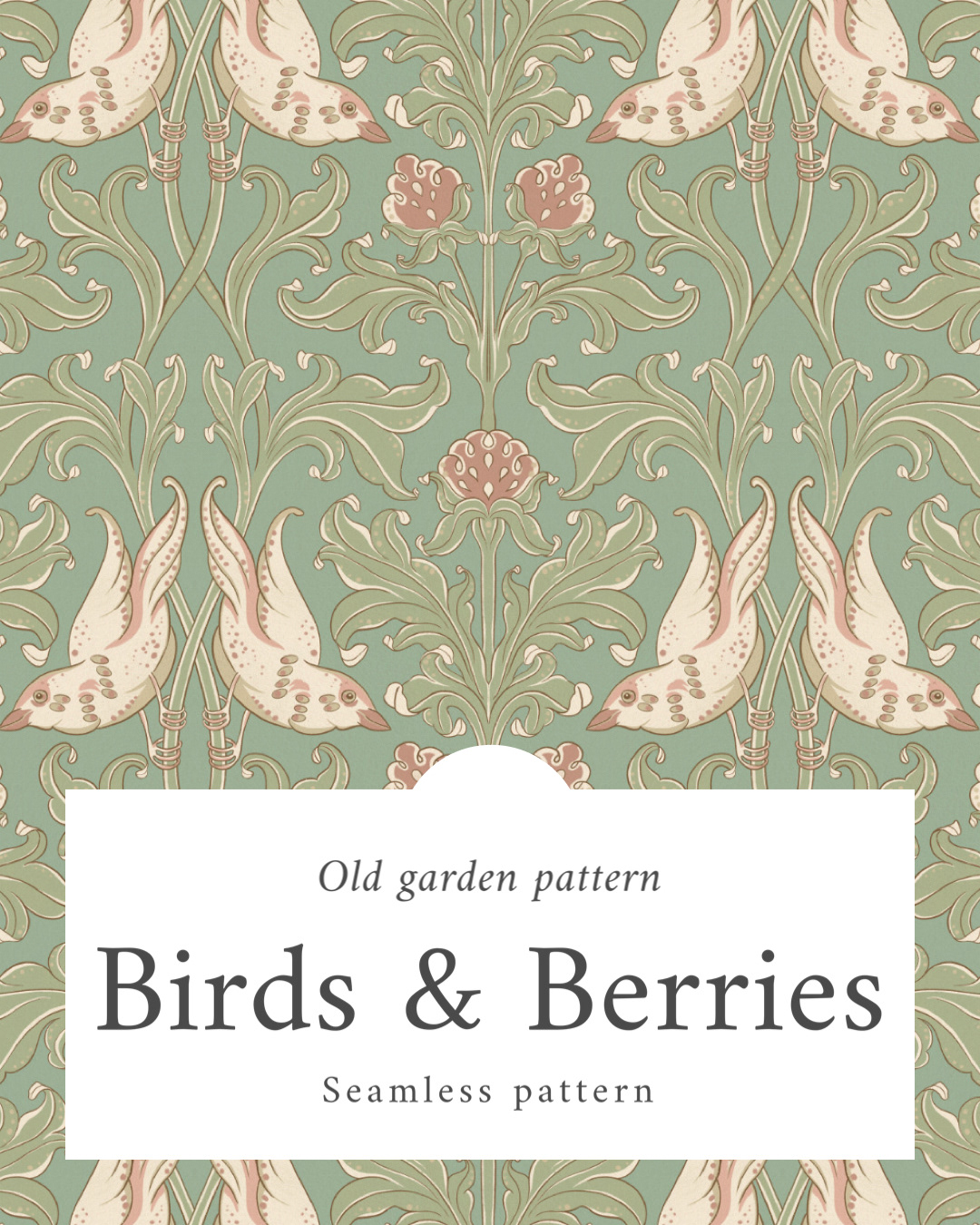 Birds and berries Seamless pattern