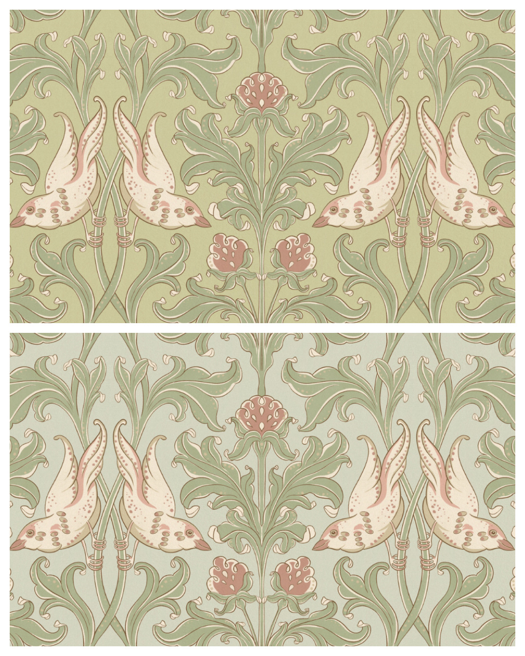 Birds and berries Seamless pattern