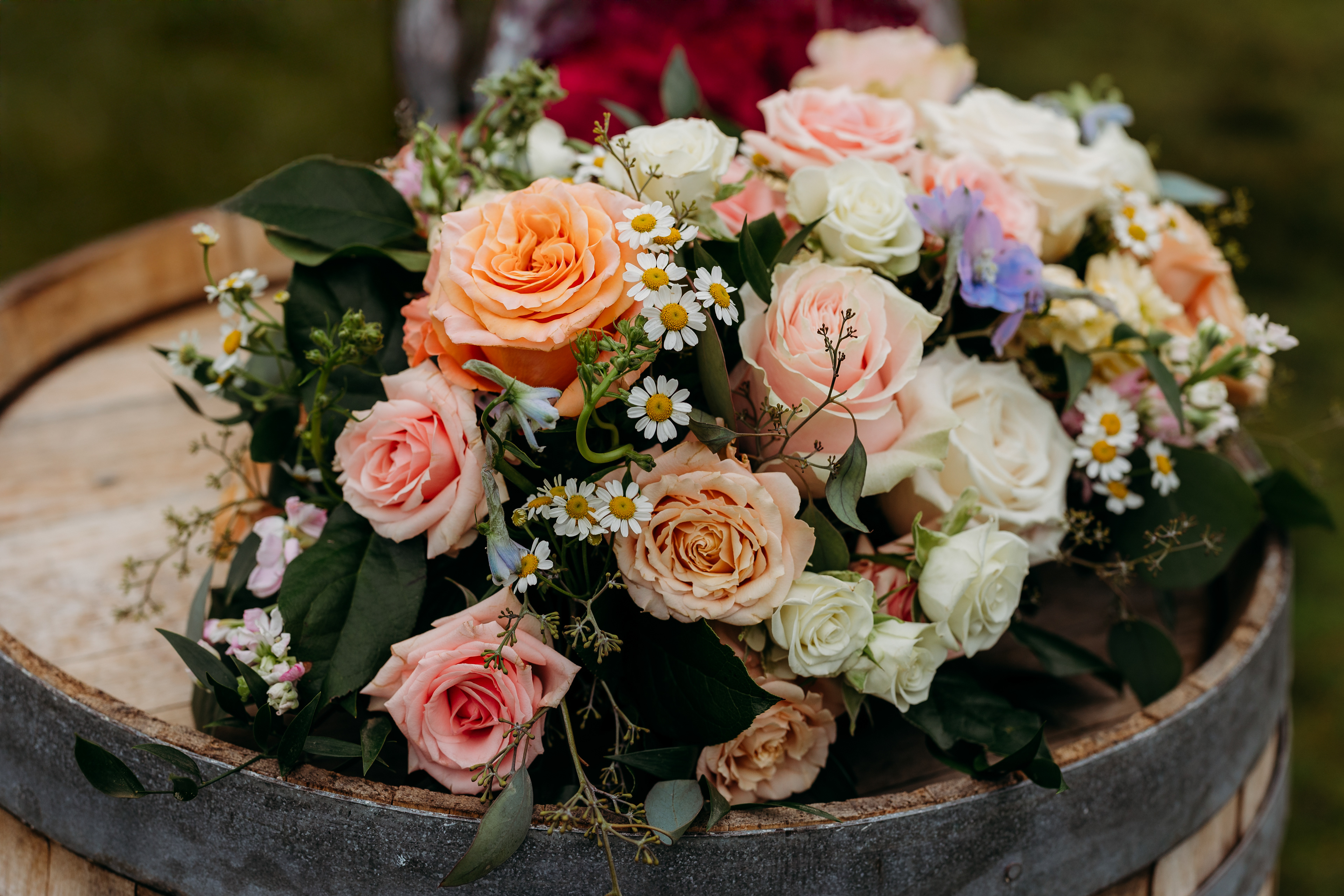 Every detail in place — flowers by FERN Floral NH, soft blush tones, and mountain air that felt like magic.