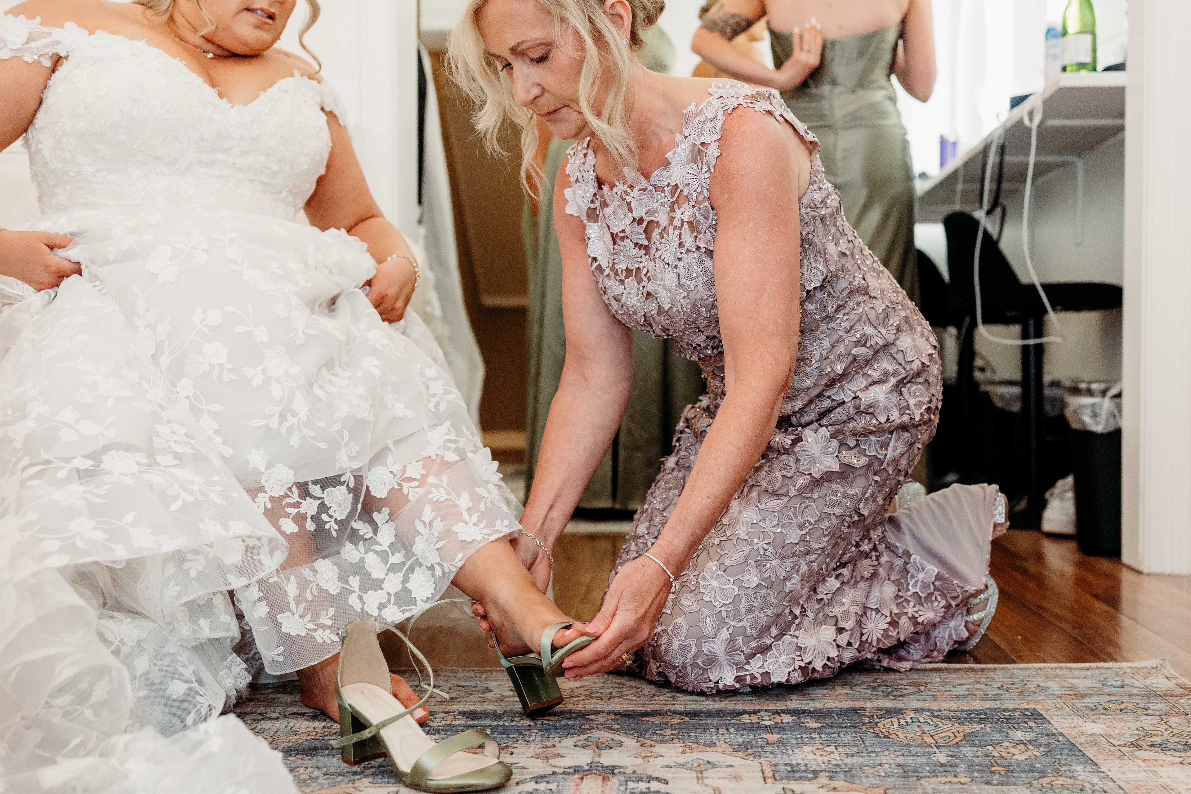 A bridal portrait glowing in natural light — dress from Marry & Tux Bridal, captured in New Hampshire’s Indian Head Resort.
