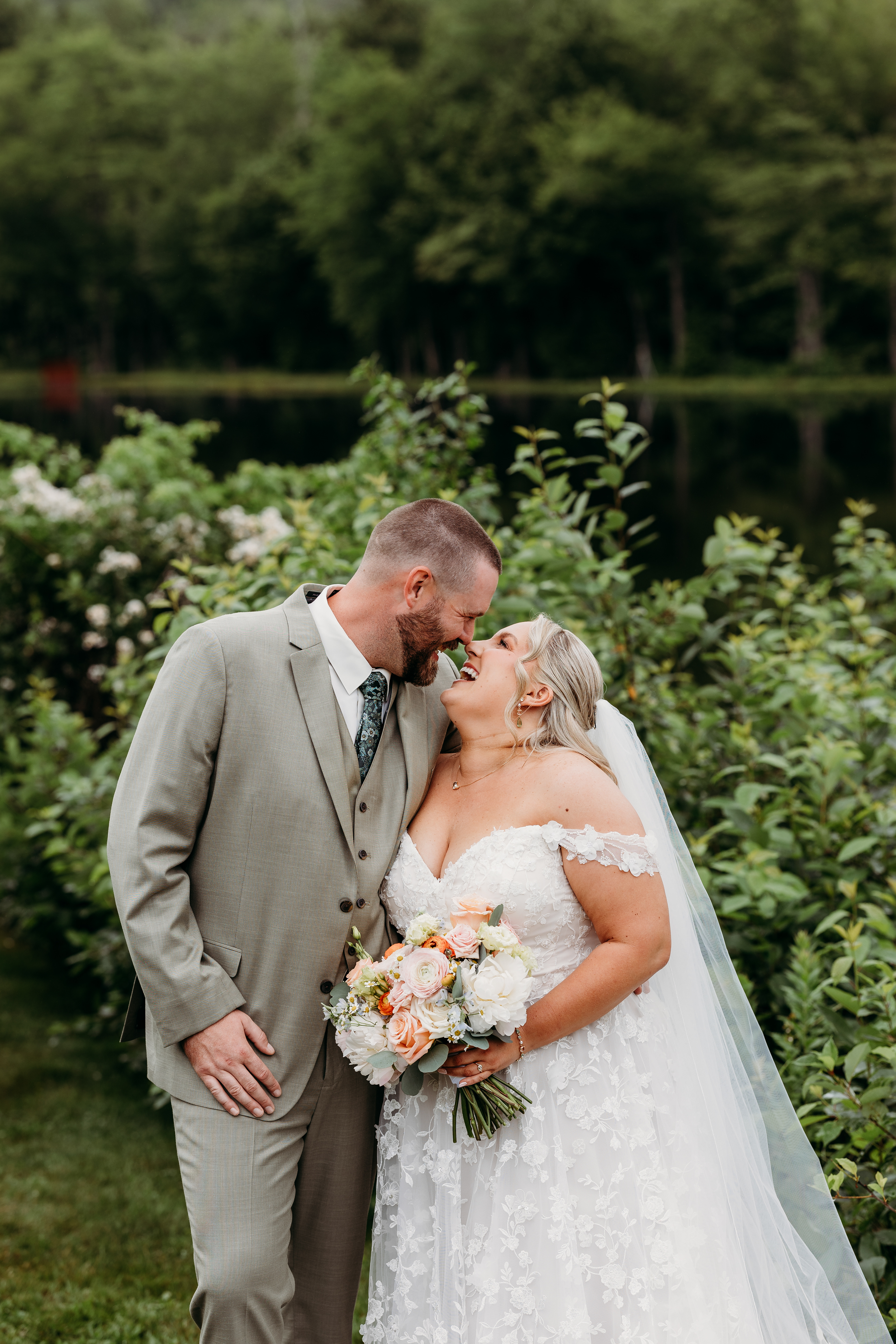 Fog rolled off the White Mountains as they saw each other for the first time — New Hampshire weddings never fail to amaze.