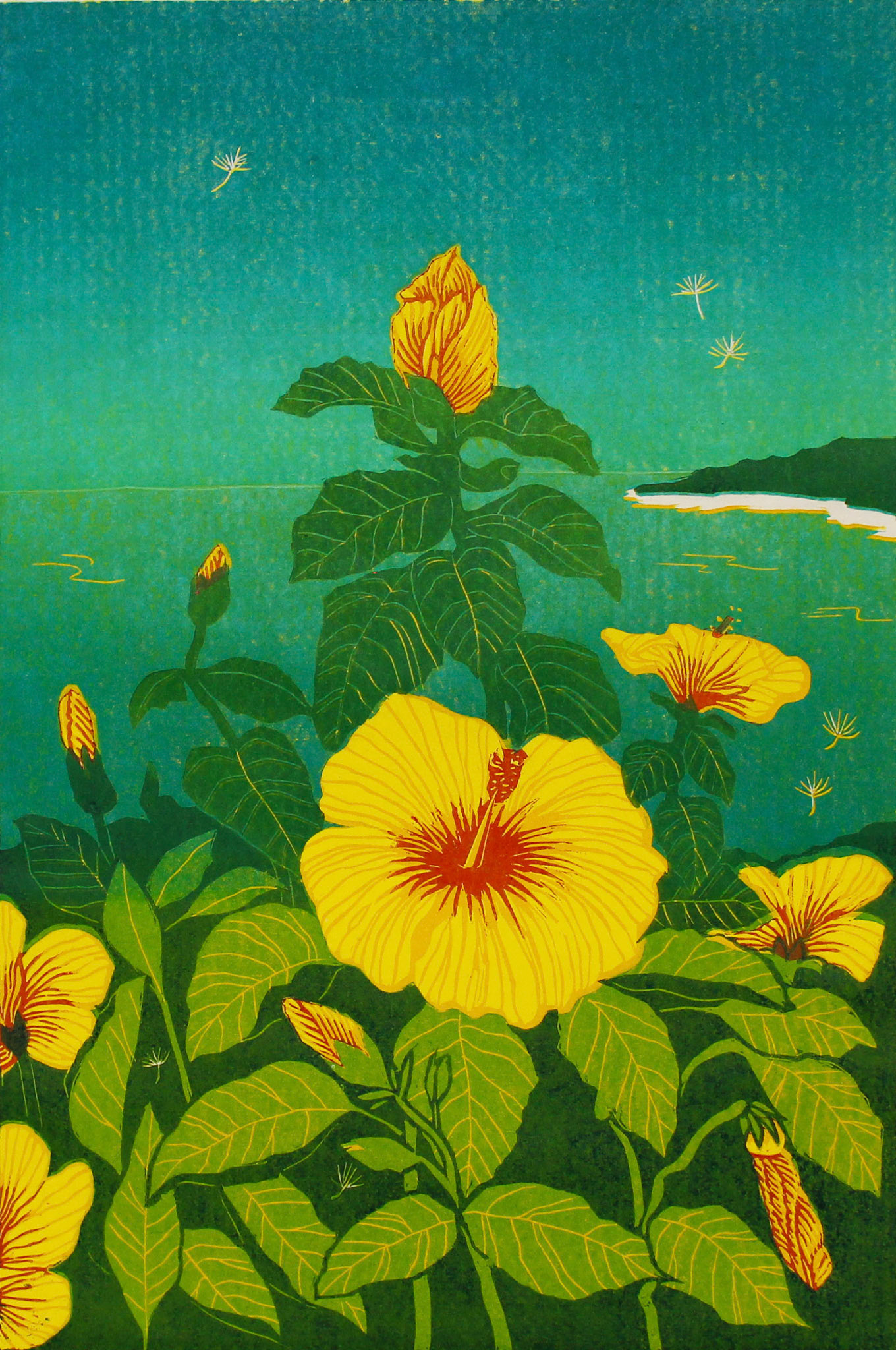 "Aloha 'Oe (Farewell to Thee)," color pencil, oil ink on japanese fiber, 2021