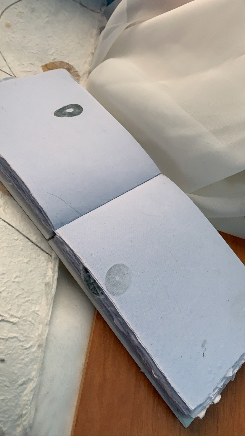 Coptic Stitch book with blueberry paper