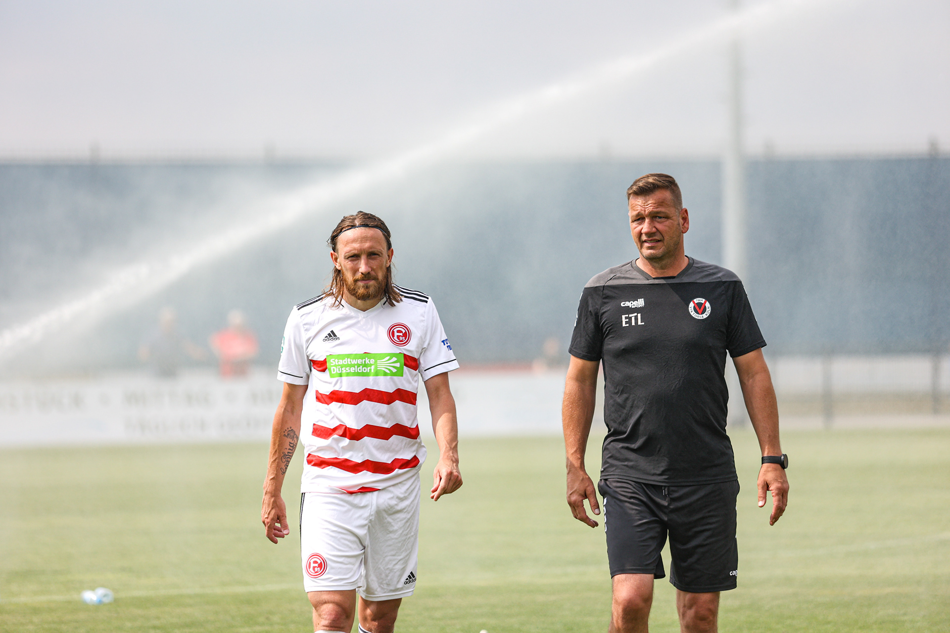 Adam Bodzek, Fortuna Düsseldorf II #18 und Georg Koch Torwarttrainer Viktoria Köln 1904 beim APT Rheincup 2022