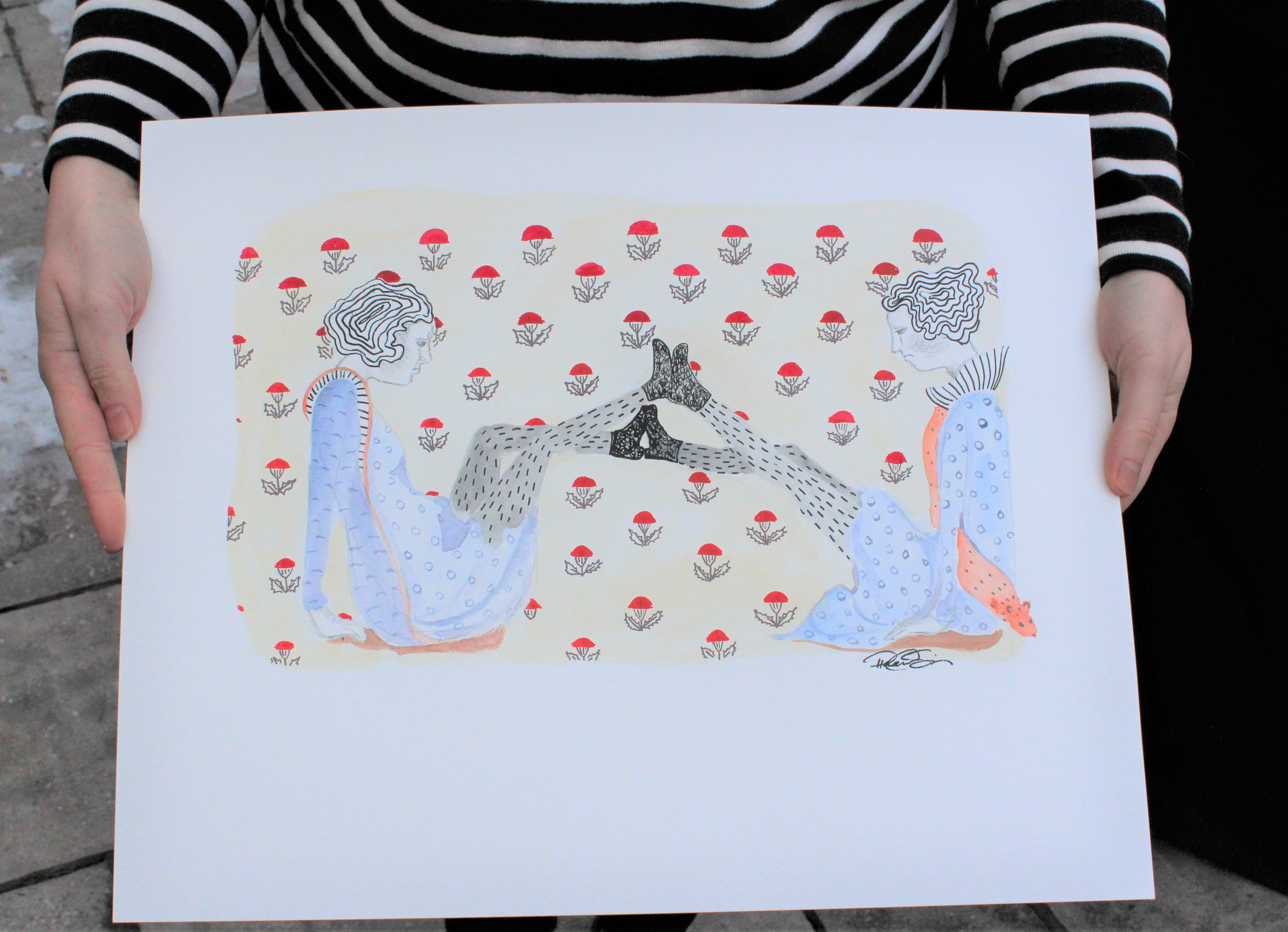 🔴I'll Row Sham Bo You For It. 16 x20 (2021) Gouache and watercolour on paper 