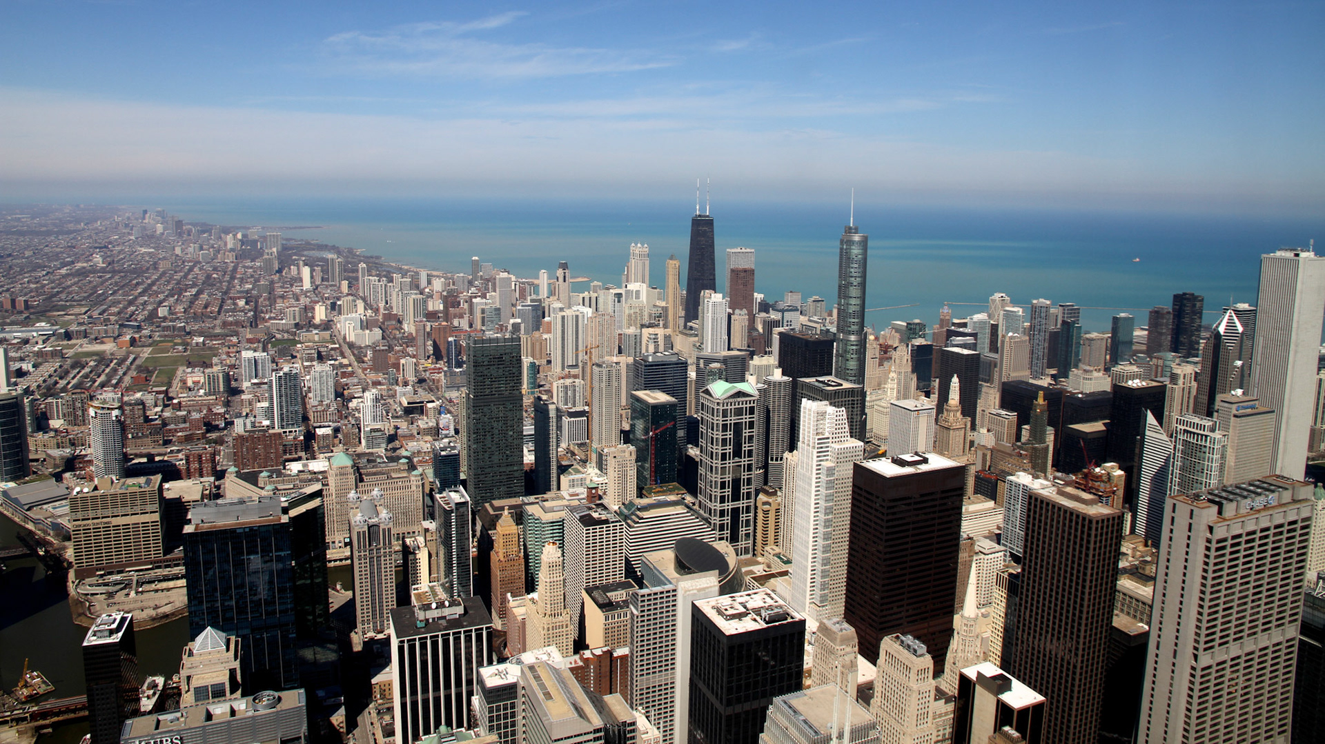 Chicago downtown panaorama shot taken from the Willis Tower.