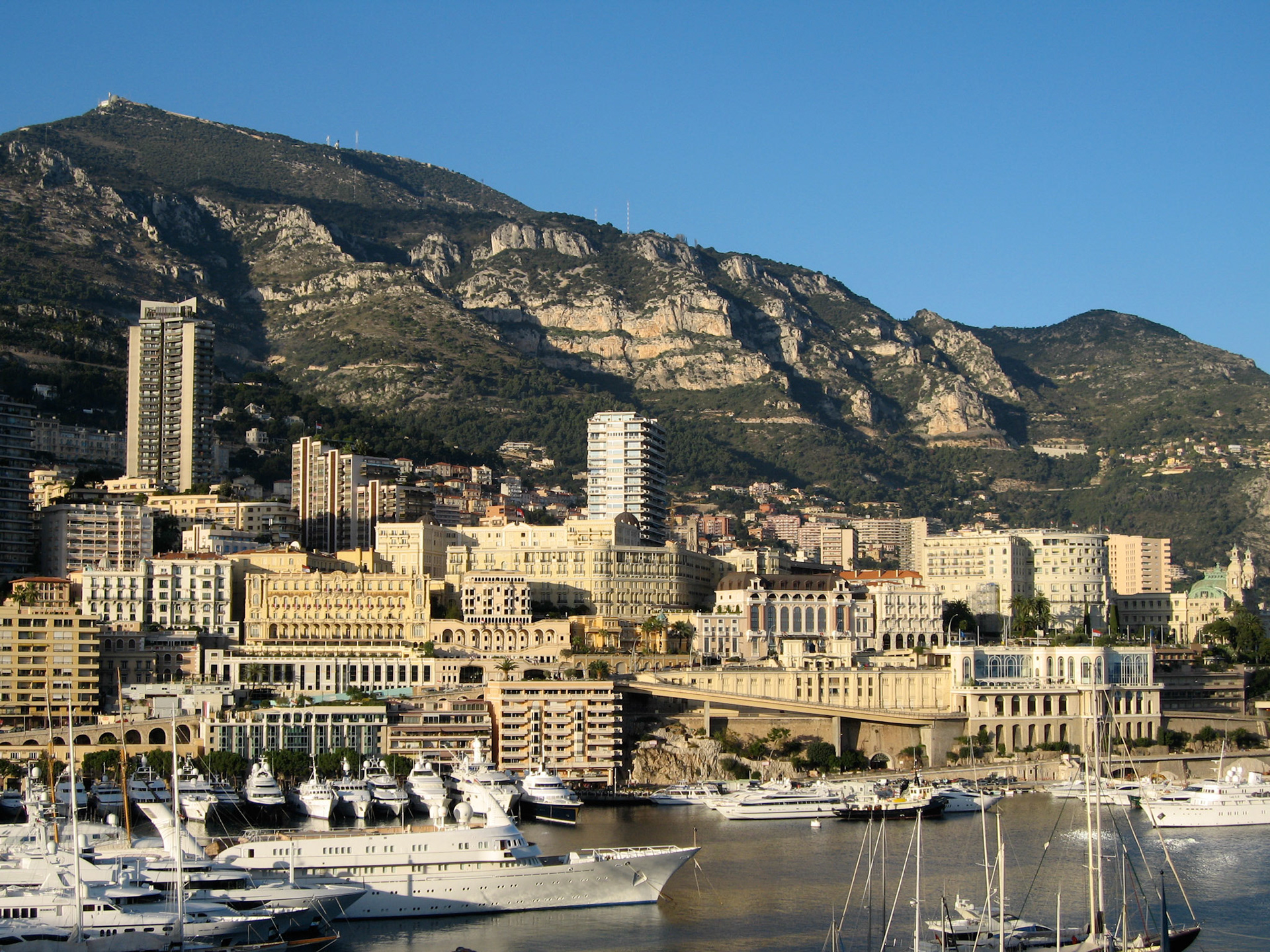 The harbour of Monaco with the famous casino in the background.