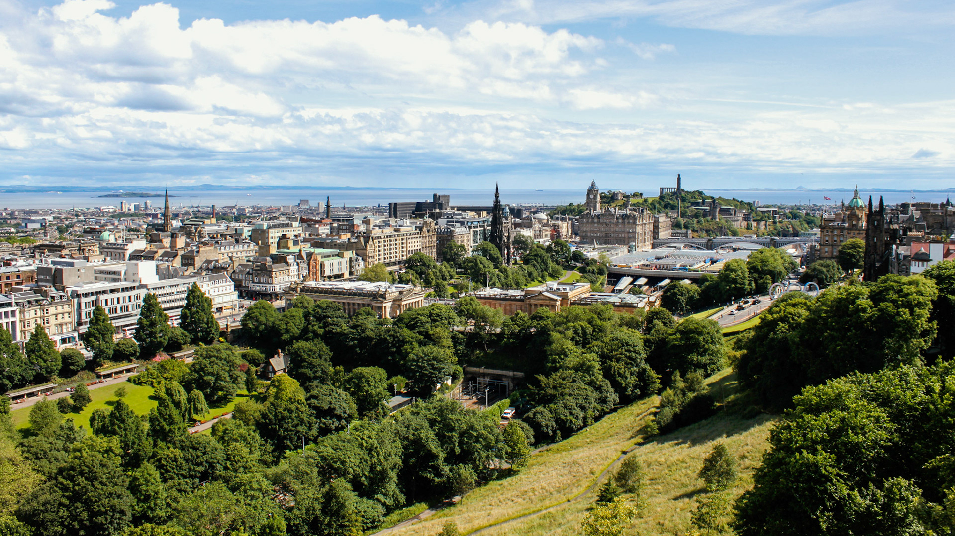 A panoramic view of Edinburgh as seen from the historic castle.