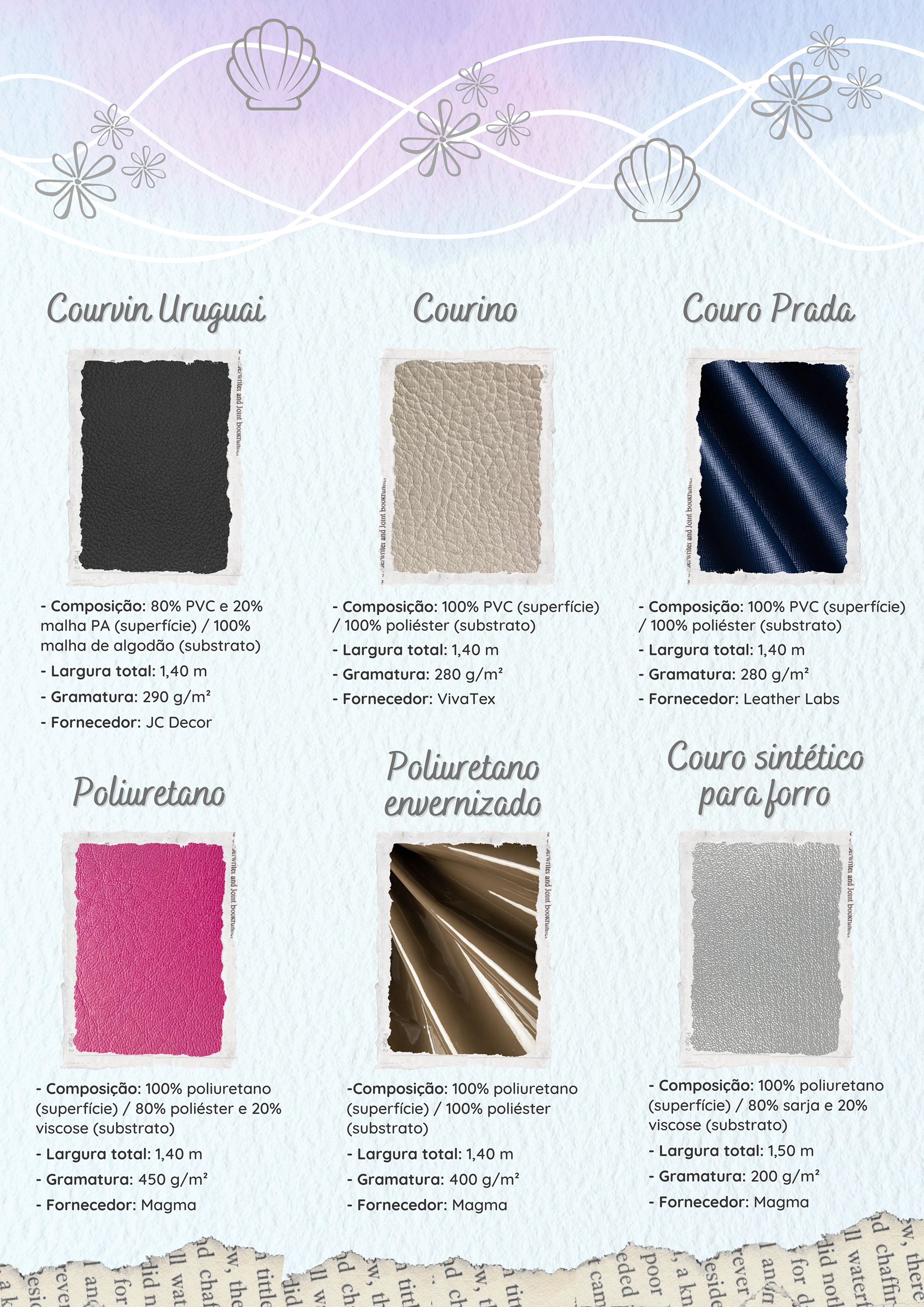 Cartela de materiais