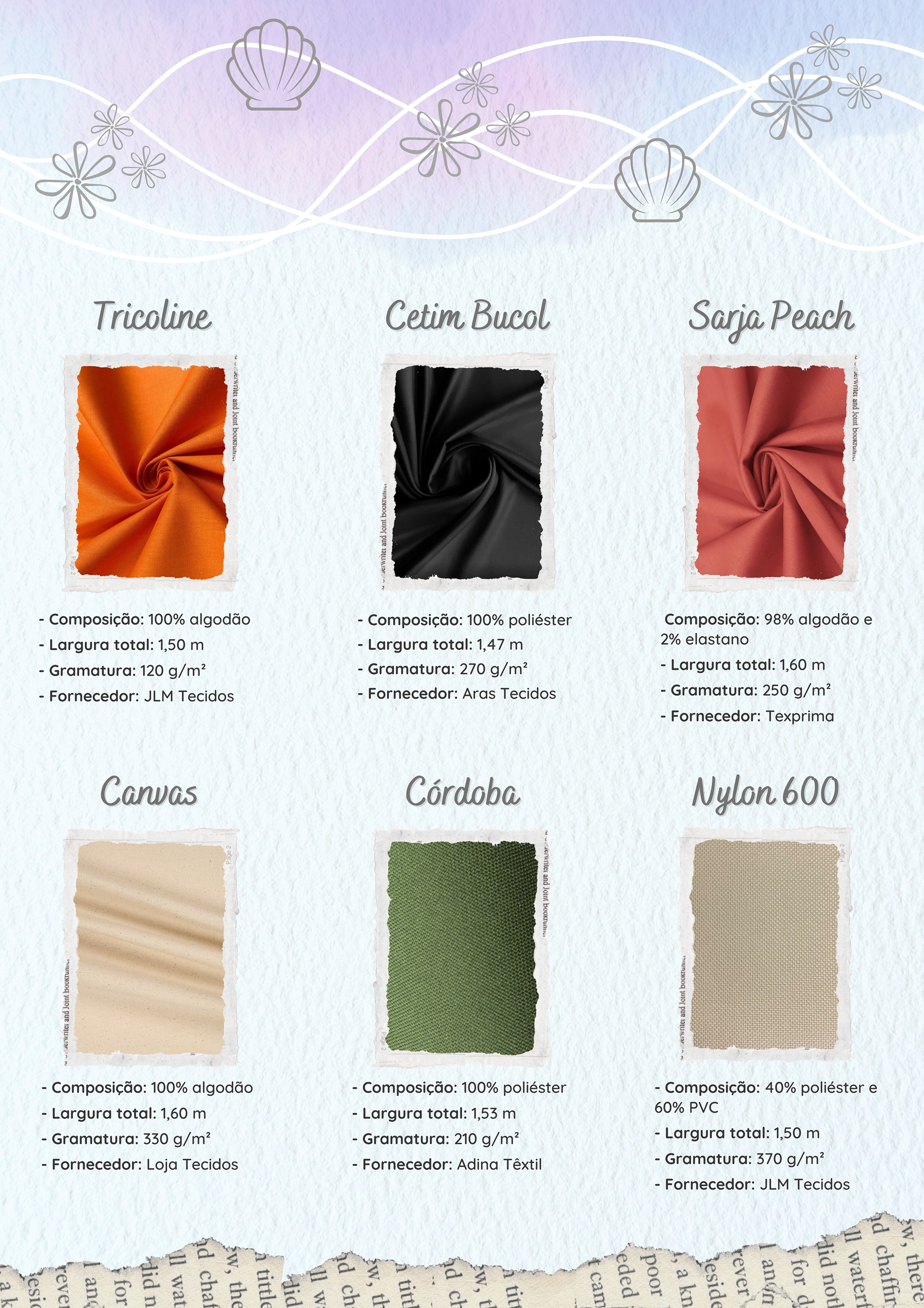 Cartela de materiais
