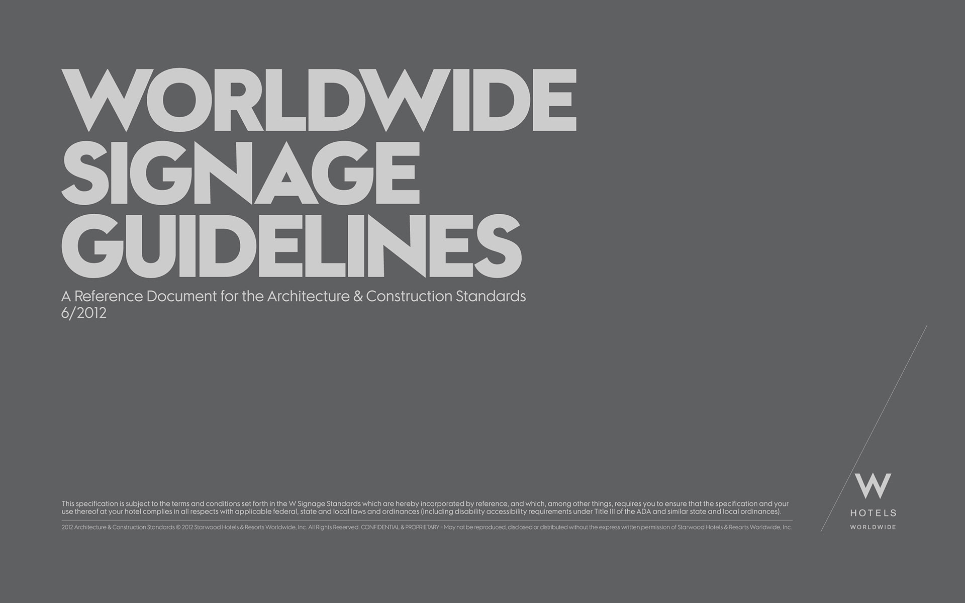 Cover of W Hotels signage guidelines