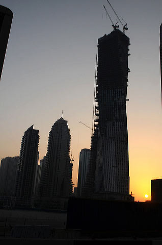 Dubai Skyline at night photo