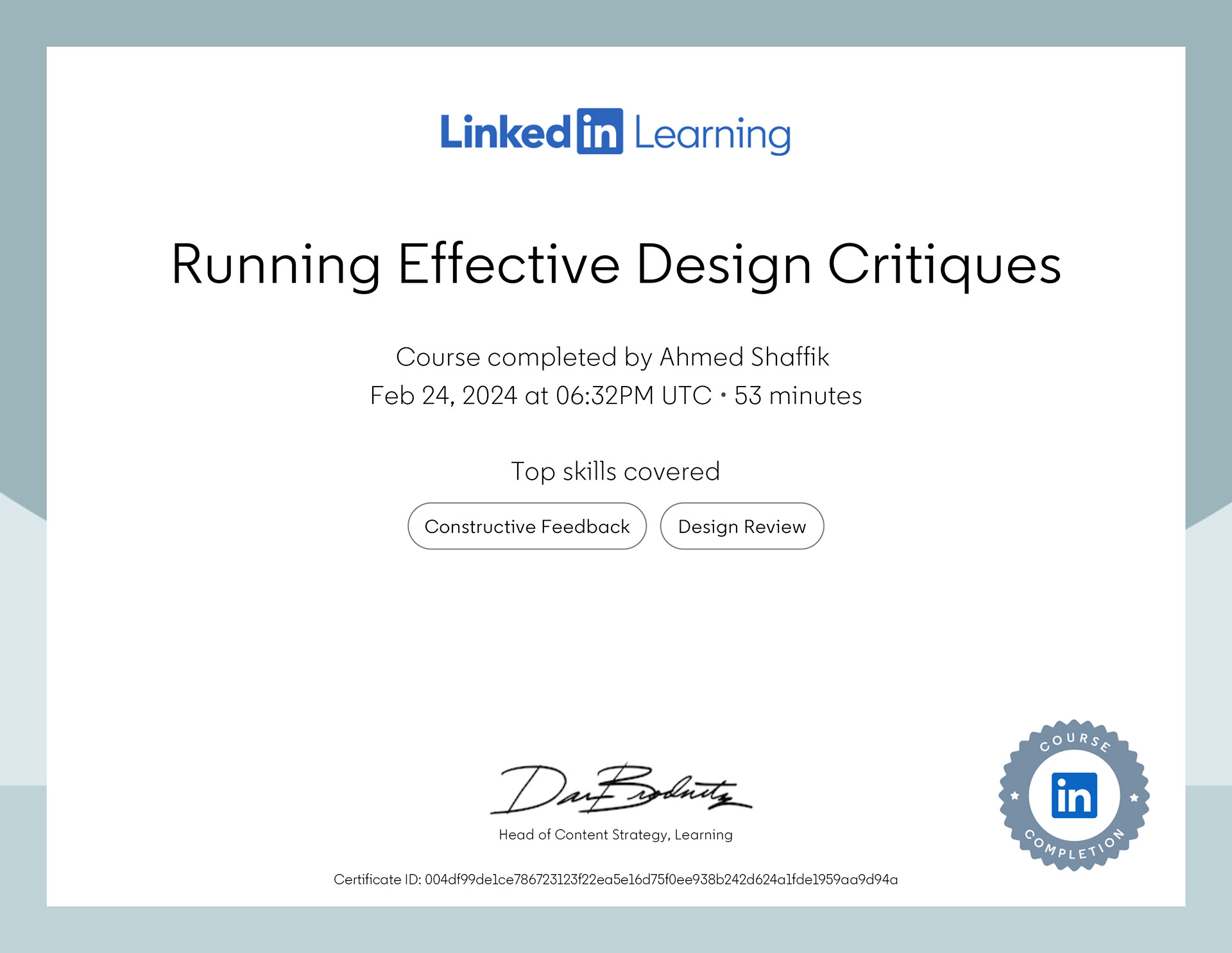 Running Effective Design Critiques Certificate