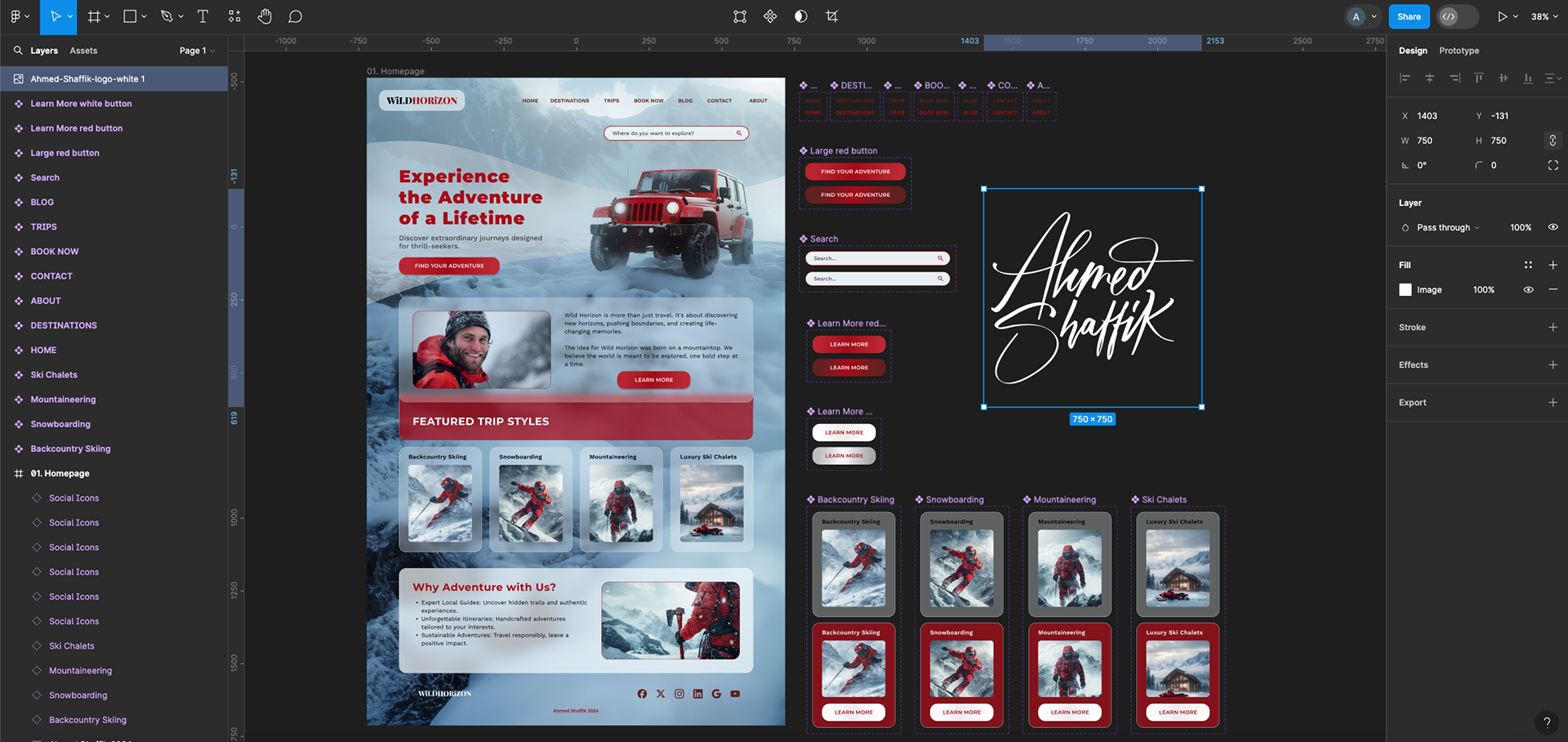 Website landing page design on Figma.