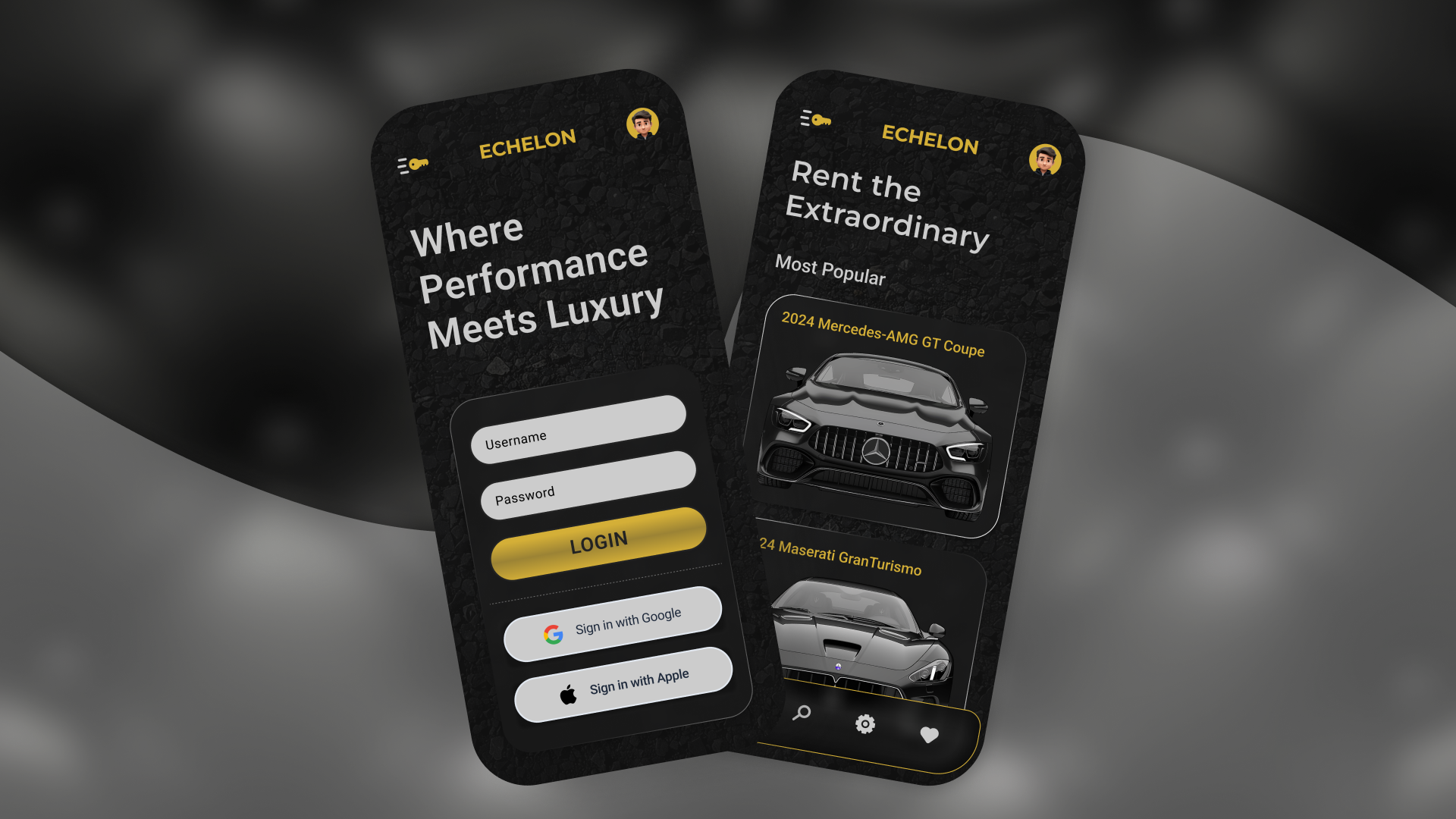 Cars rental service mobile app design.