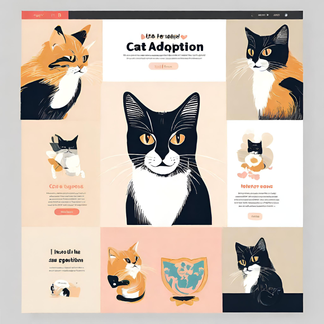 2. Listing the selected felines for adoption using a quirky messages to showcase the personality of each cat.