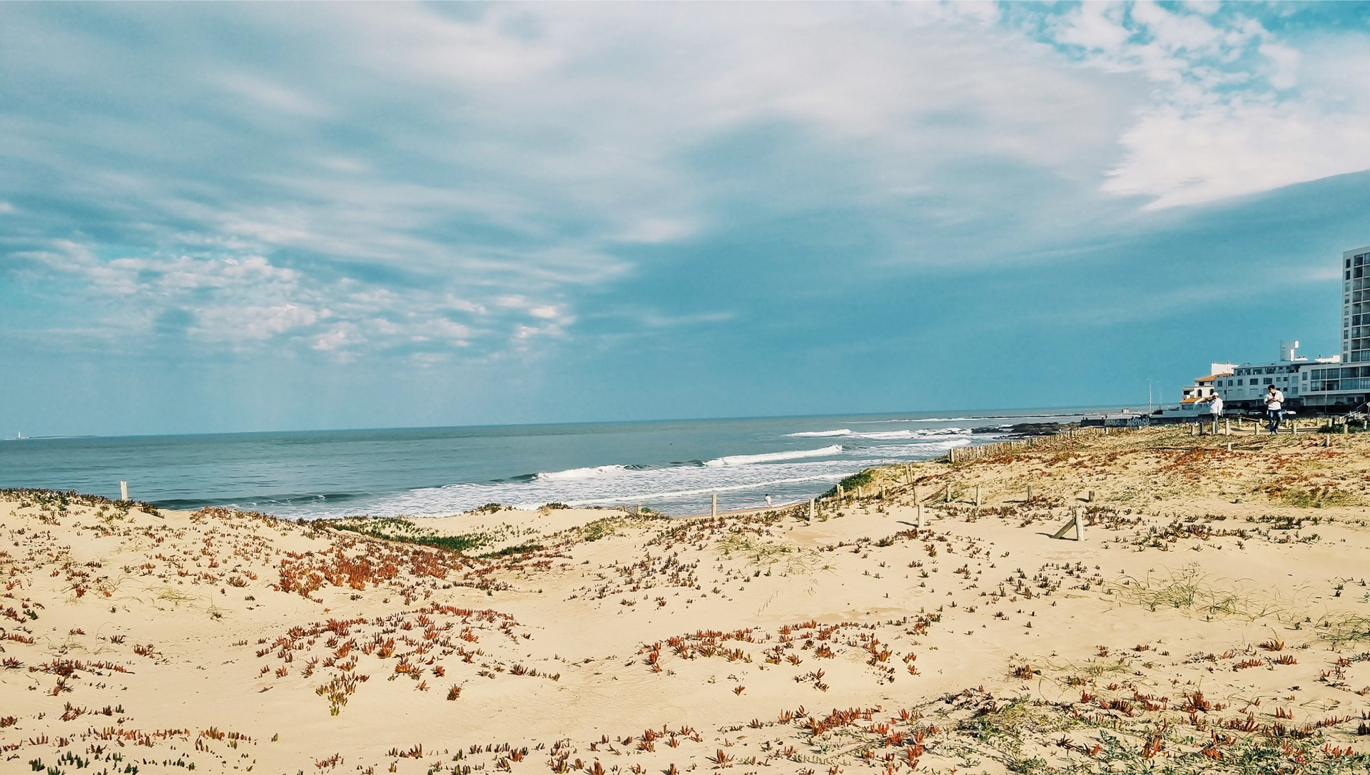A serene beachscape where the whispers of the ocean breeze meld with the calm of the dunes, under a vast, expressive sky