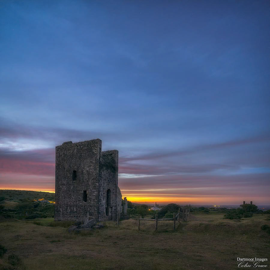 One othe old engine houses that stand that can be found around Cornwall with the after glow of sunset at Minions.