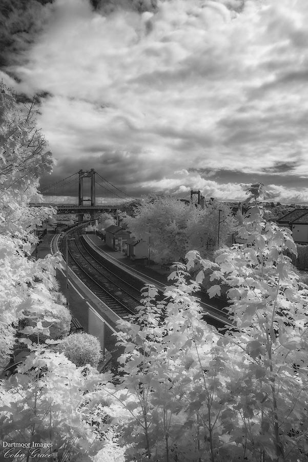 The railway line to and from Devon at Satlash Station in Cornwall.