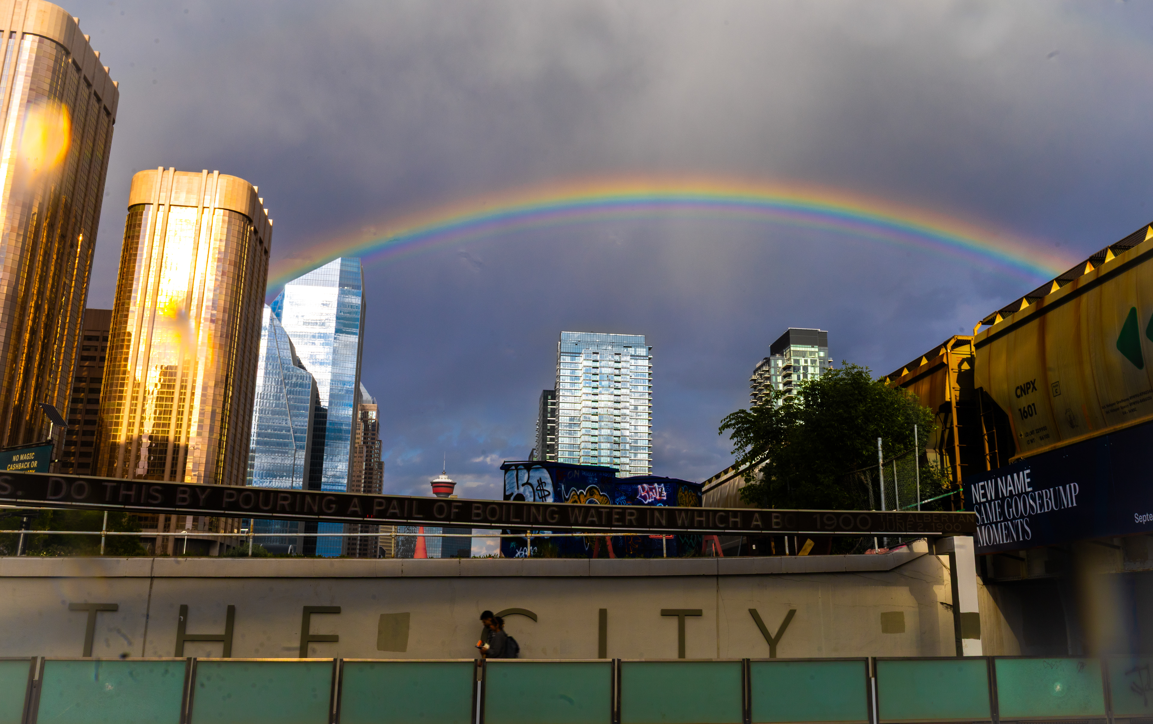 I was treating myself to a slushie taro milk tea and was treated to a rainbow at sunset!