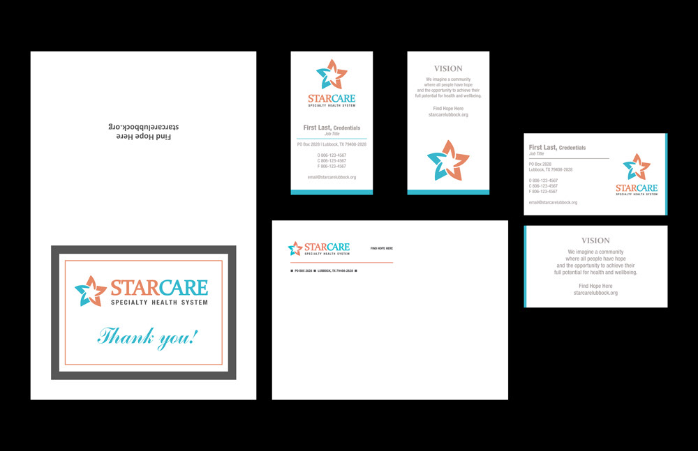 Branding for Starcare - logo supplied, corporate approved Business cards, Thank you cards, envelope