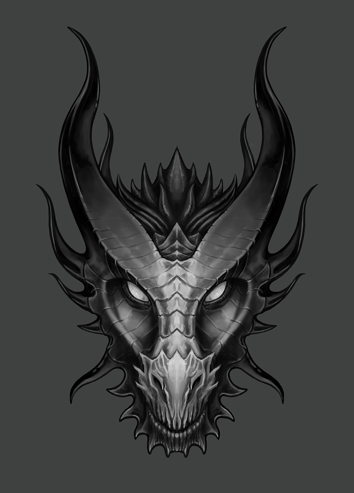 cool dragon heads front