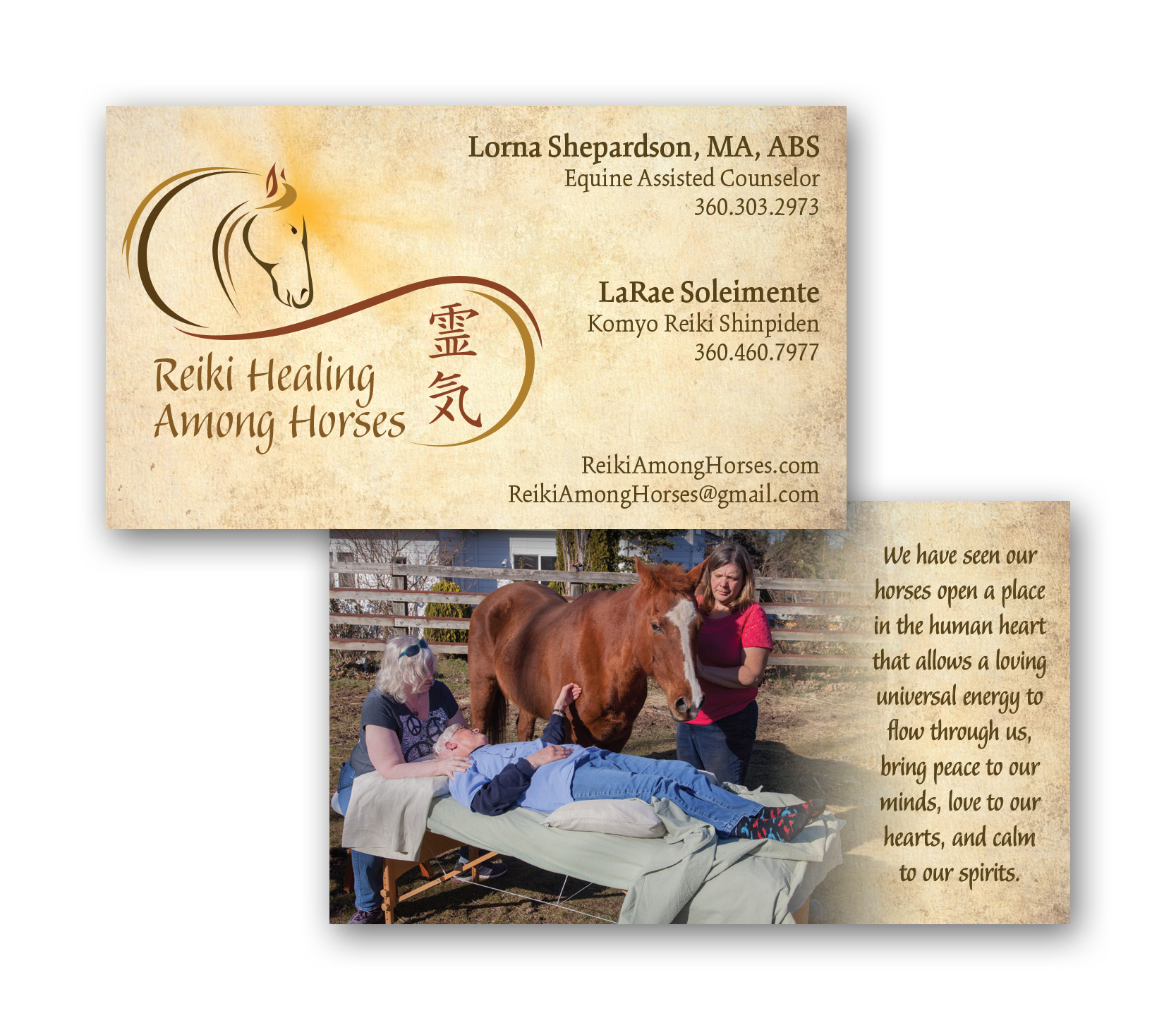 Business Card Design and Photography for Reiki Healing Among Horses