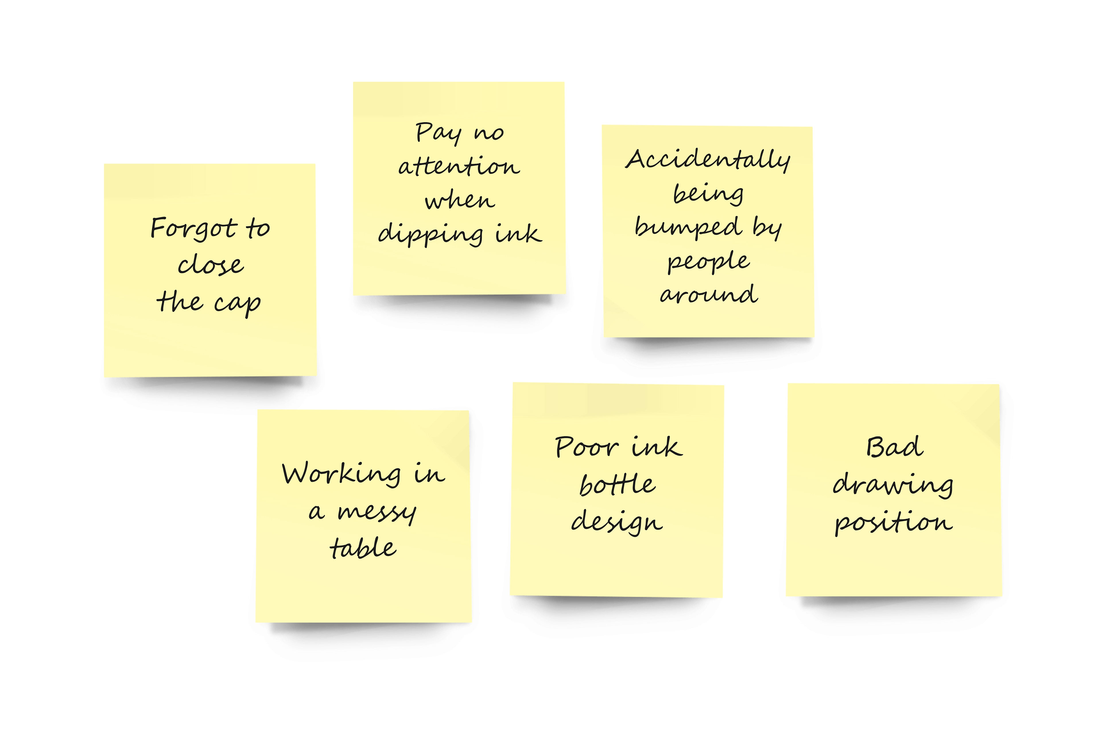 The reasons causing spilling ink