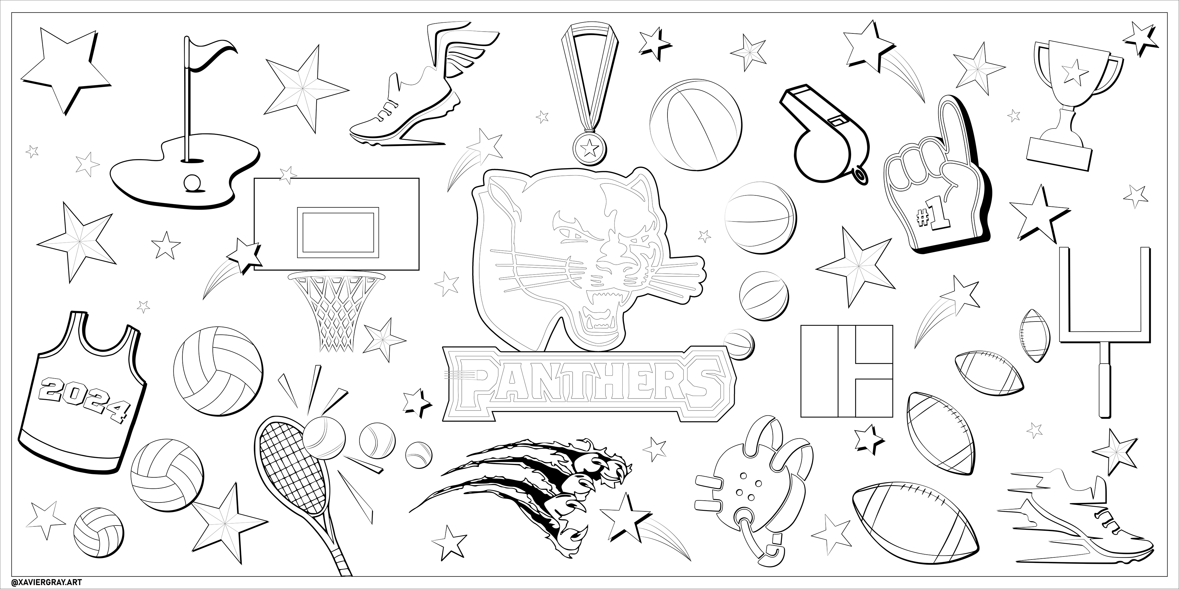 8x4ft Coloring book mural for Hamilton Southeastern Junior High