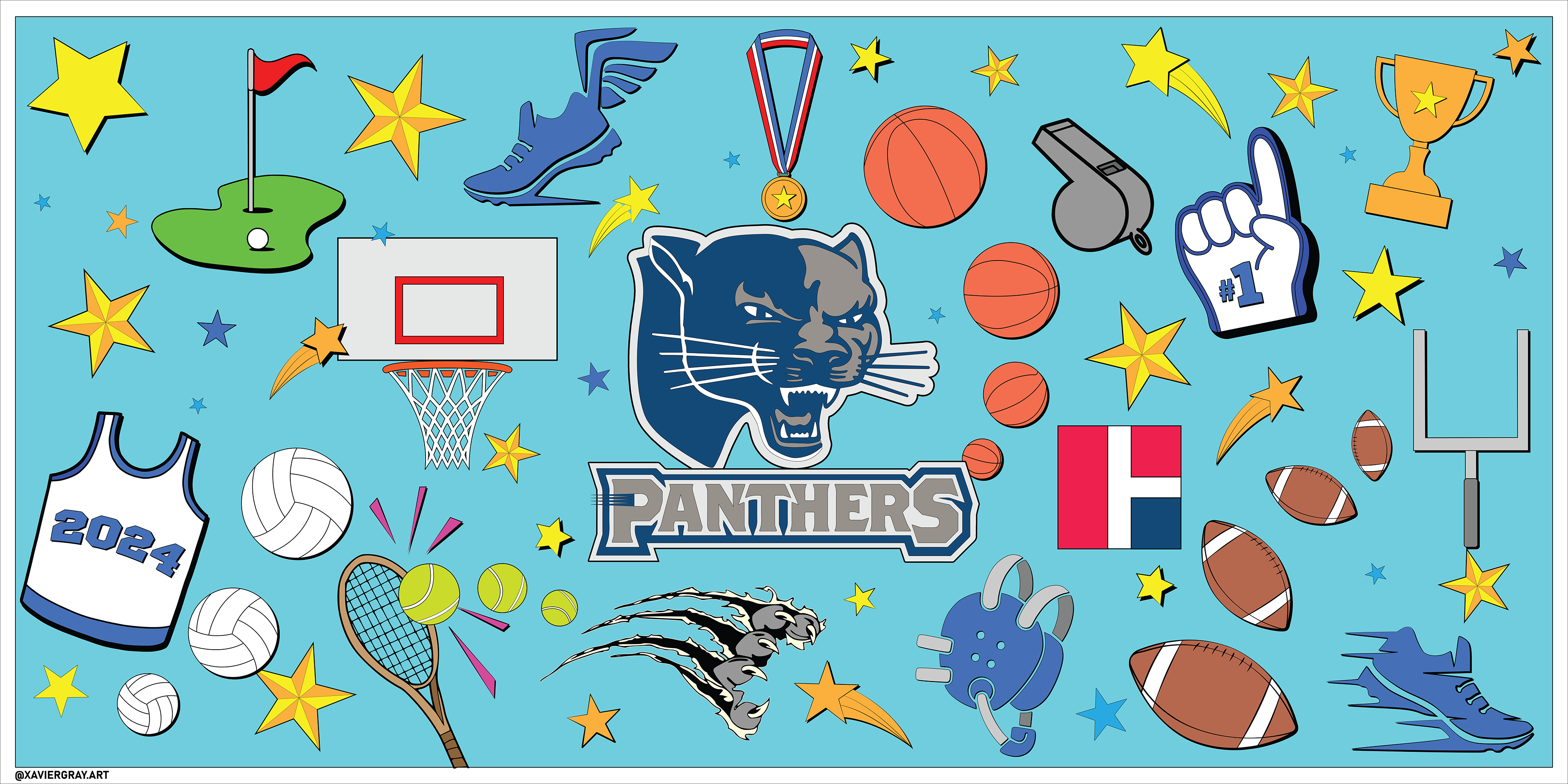 8x4ft Coloring book mural for Hamilton Southeastern Junior High